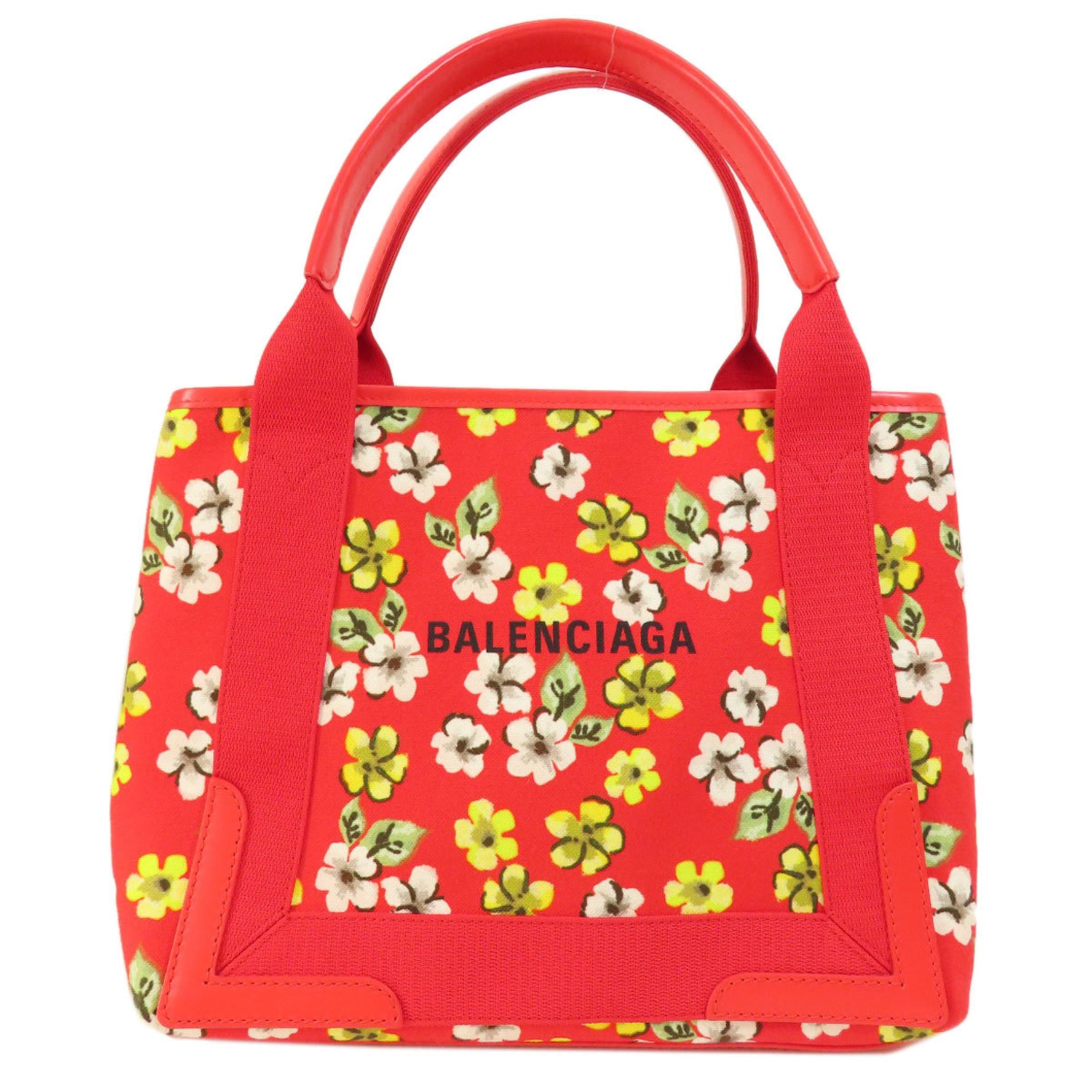 Balenciaga Navy Cabas Flower Motif Handbag Canvas Women's BALENCIAGA