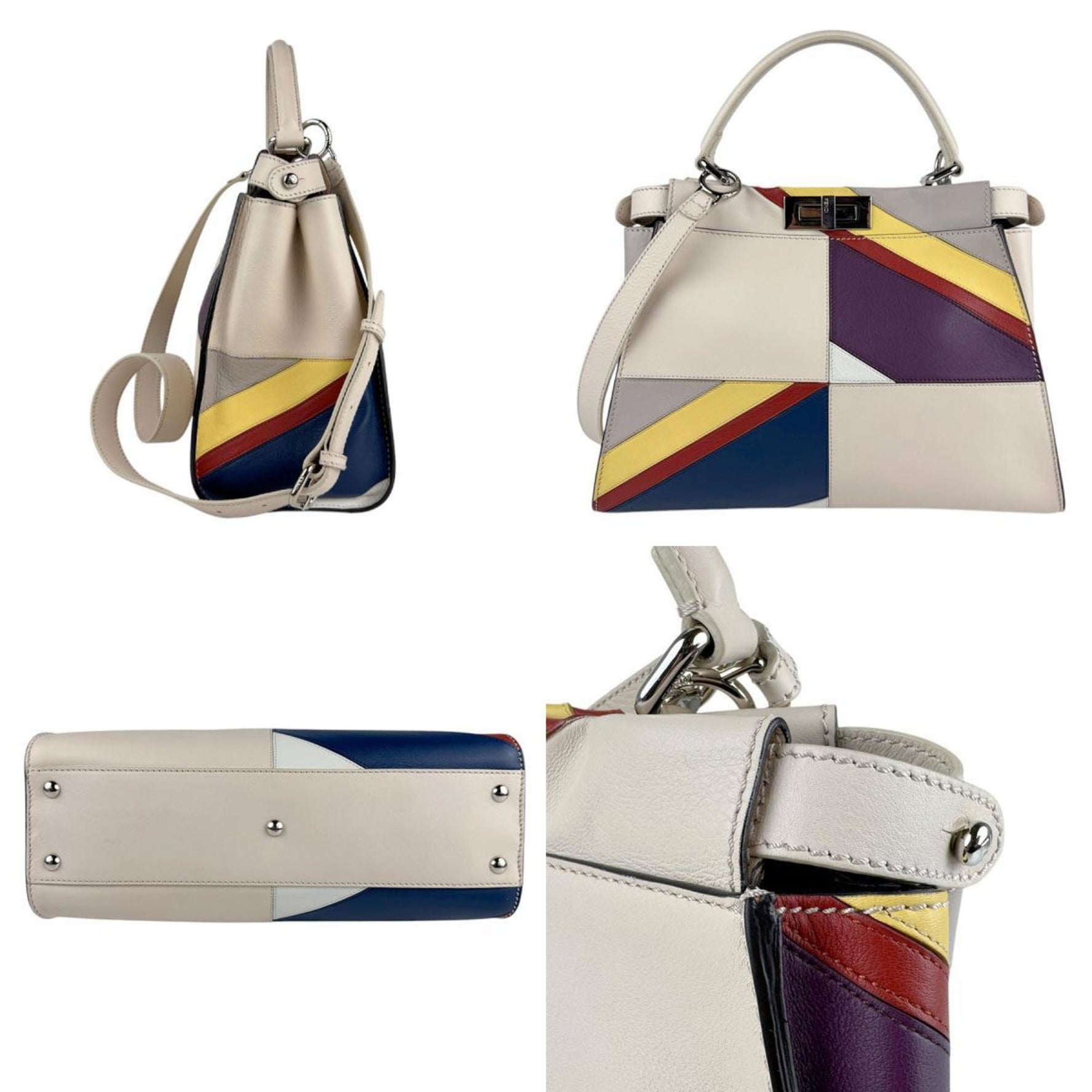 FENDI handbag shoulder bag peekaboo medium leather multicolor silver