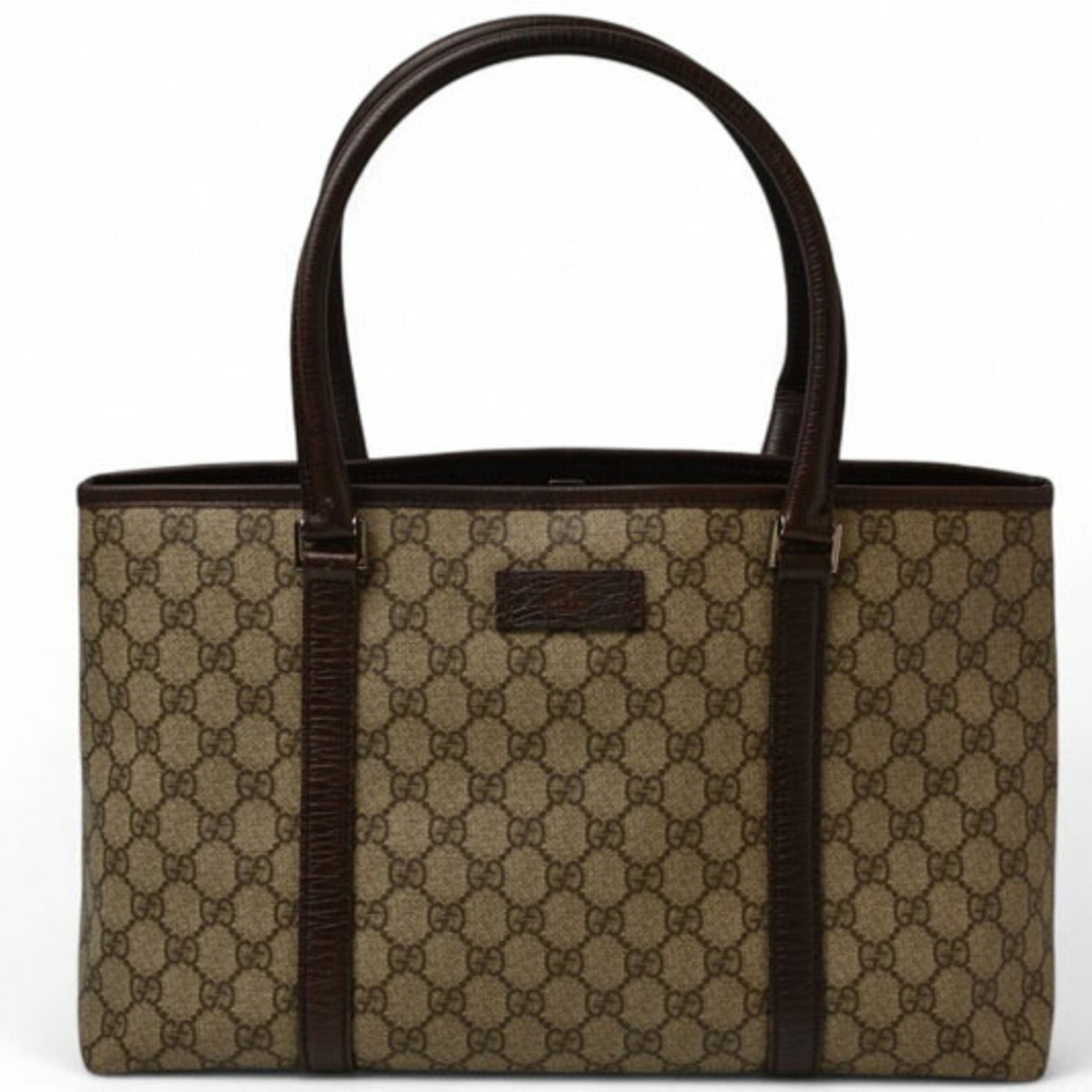 Gucci GG Plus Leather Tote Bag in Brown and Beige