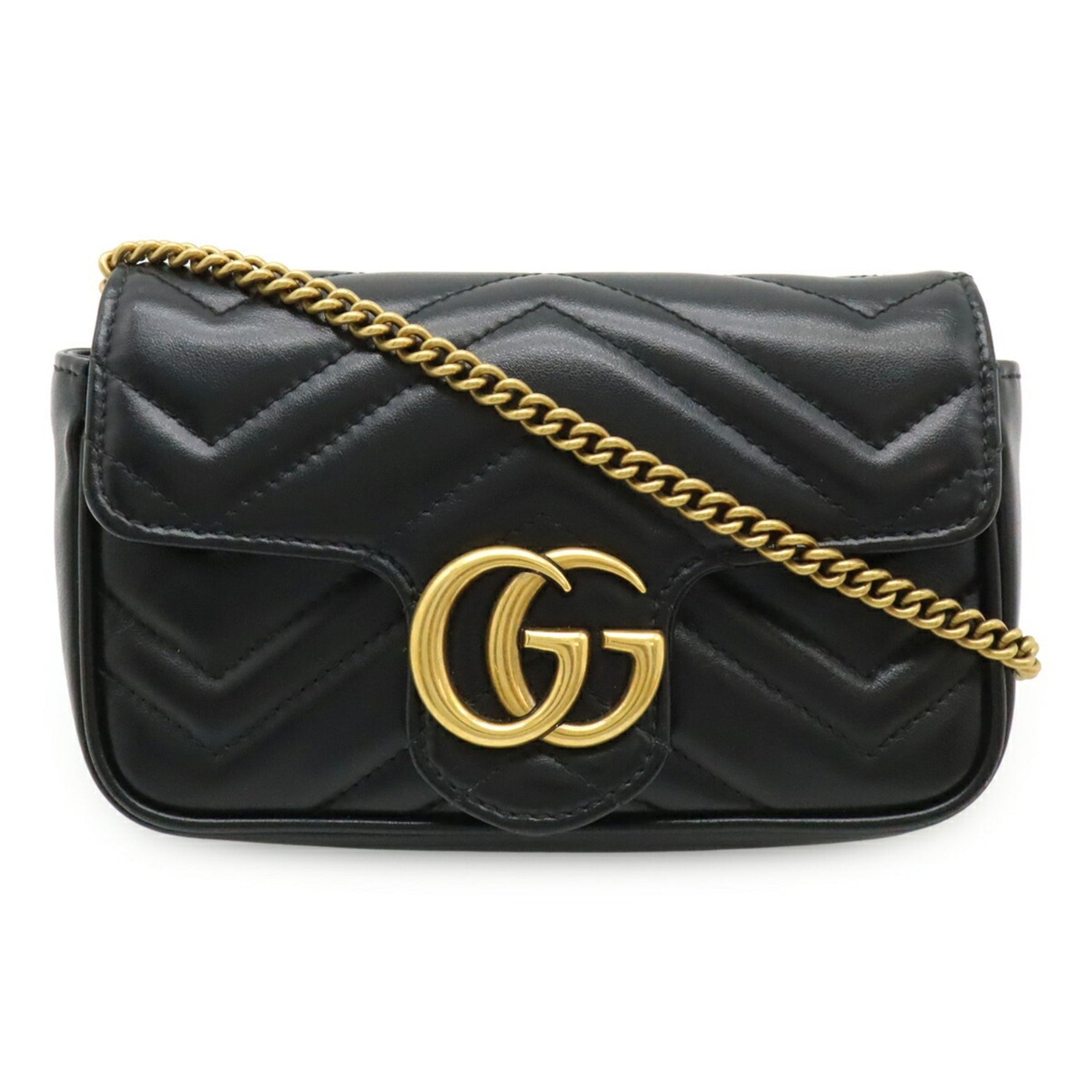 GUCCI GG Marmont Super Chain Shoulder Bag Pochette in Quilted Leather