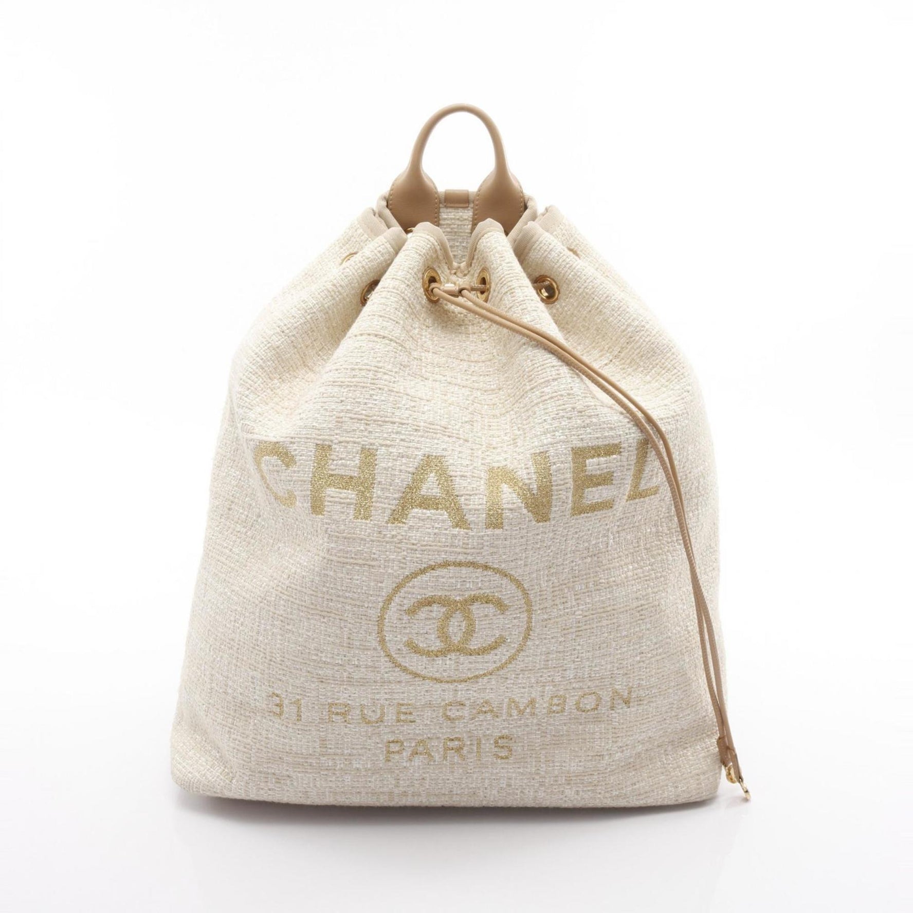 CHANEL Deauville Backpack, Leather and Raffia