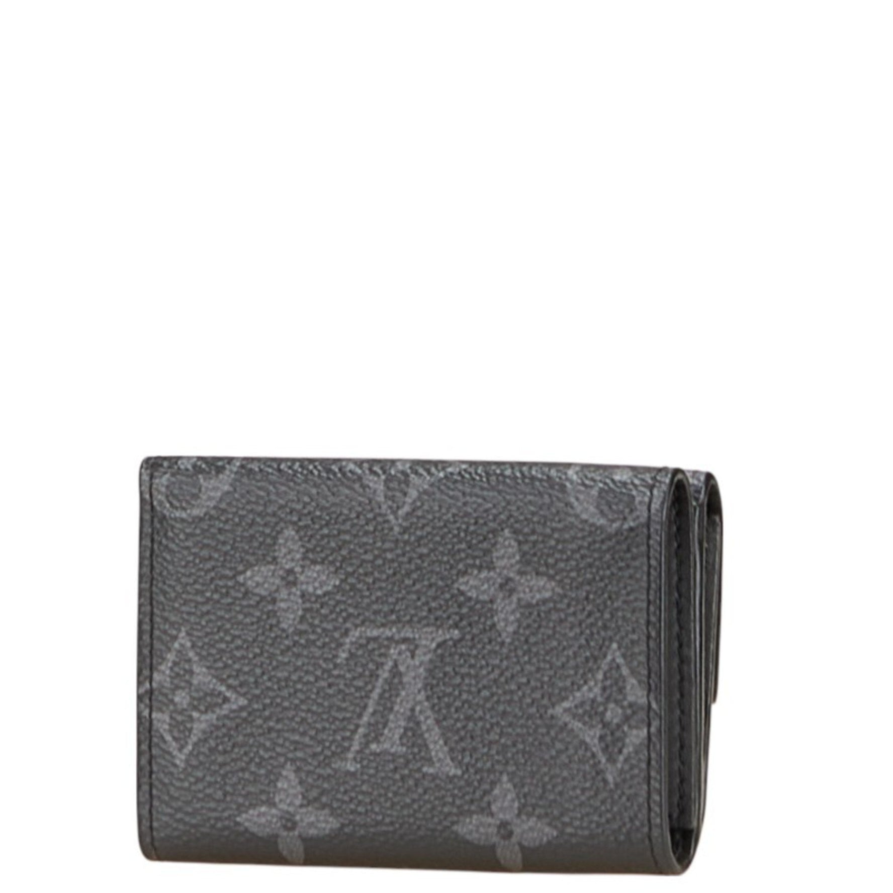 Louis Vuitton Monogram Eclipse Reverse Compact Wallet, Tri-fold Wallet Gray/Black PVC
