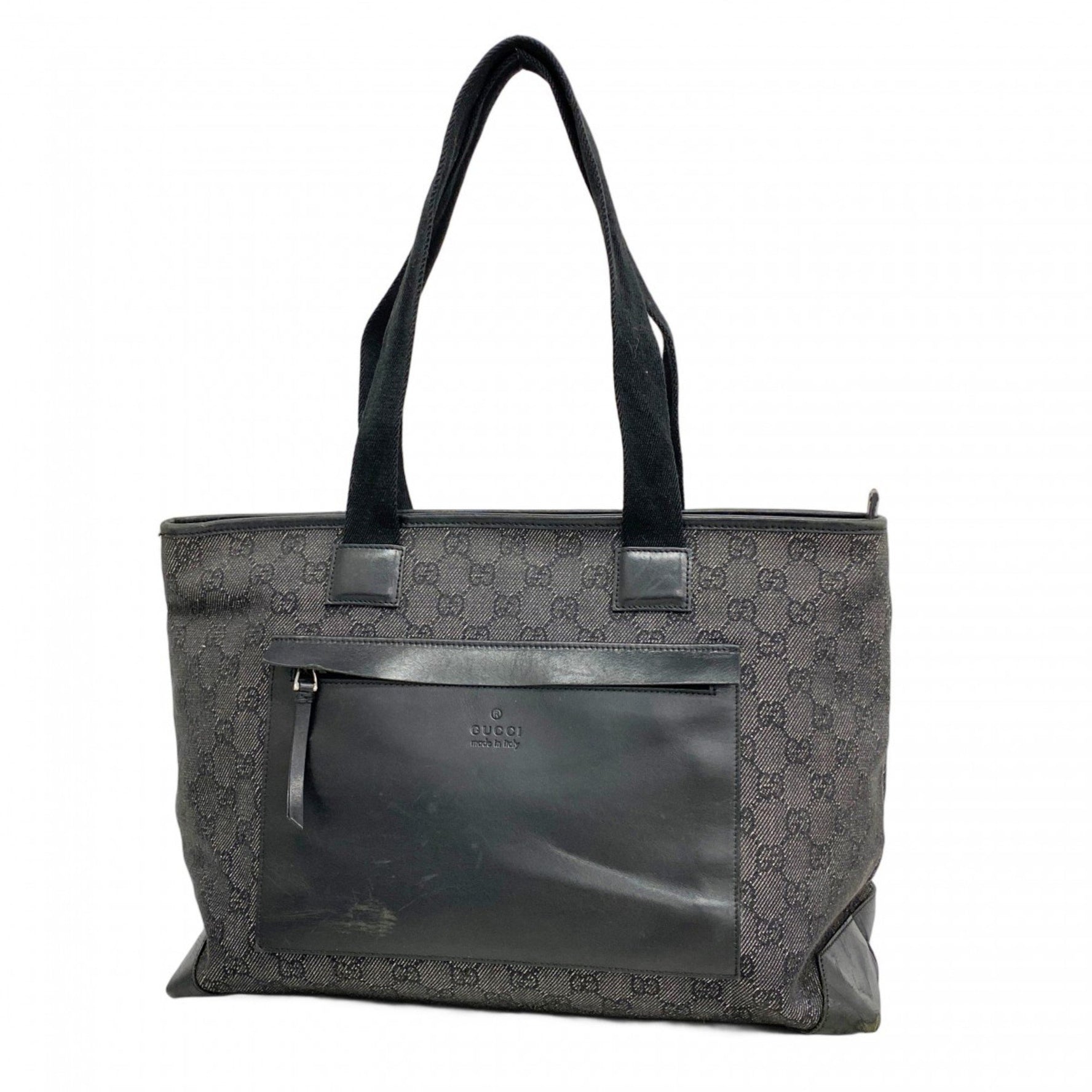Gucci Tote Bag Denim Black Women's