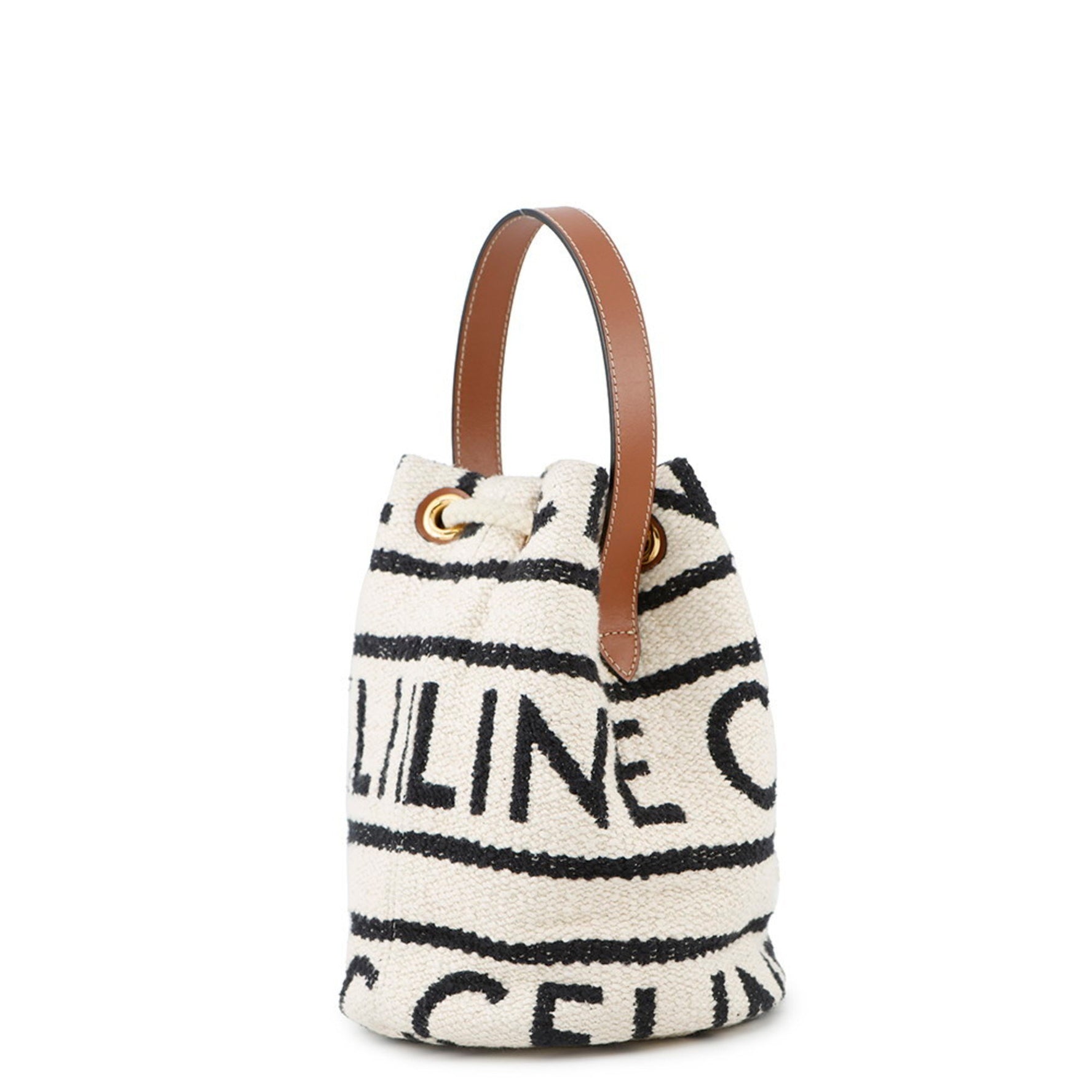 Celine Teen Drawstring Handbag in Cotton and Leather