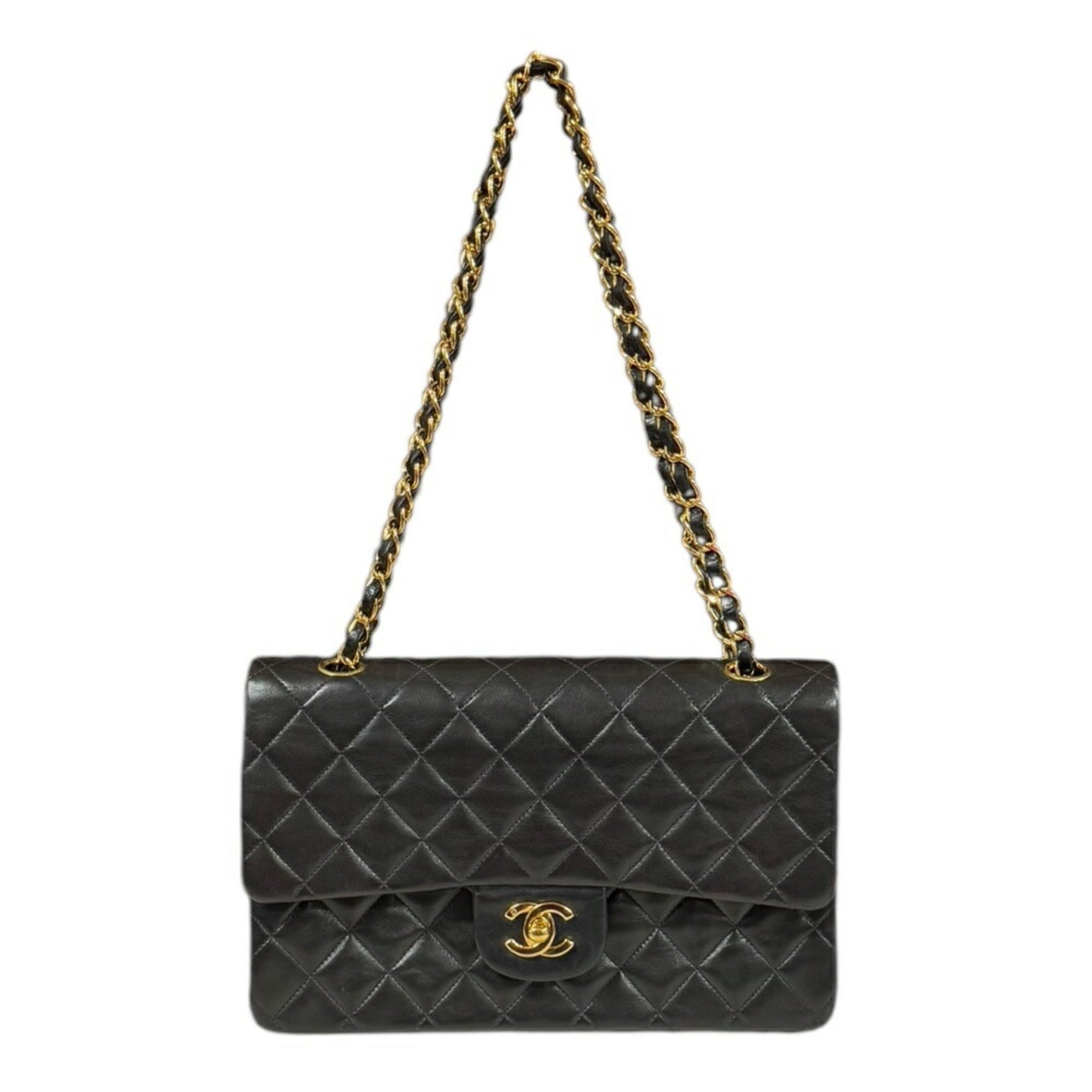 Chanel Matelasse Shoulder Bag Lambskin Black Women's W Flap Chain