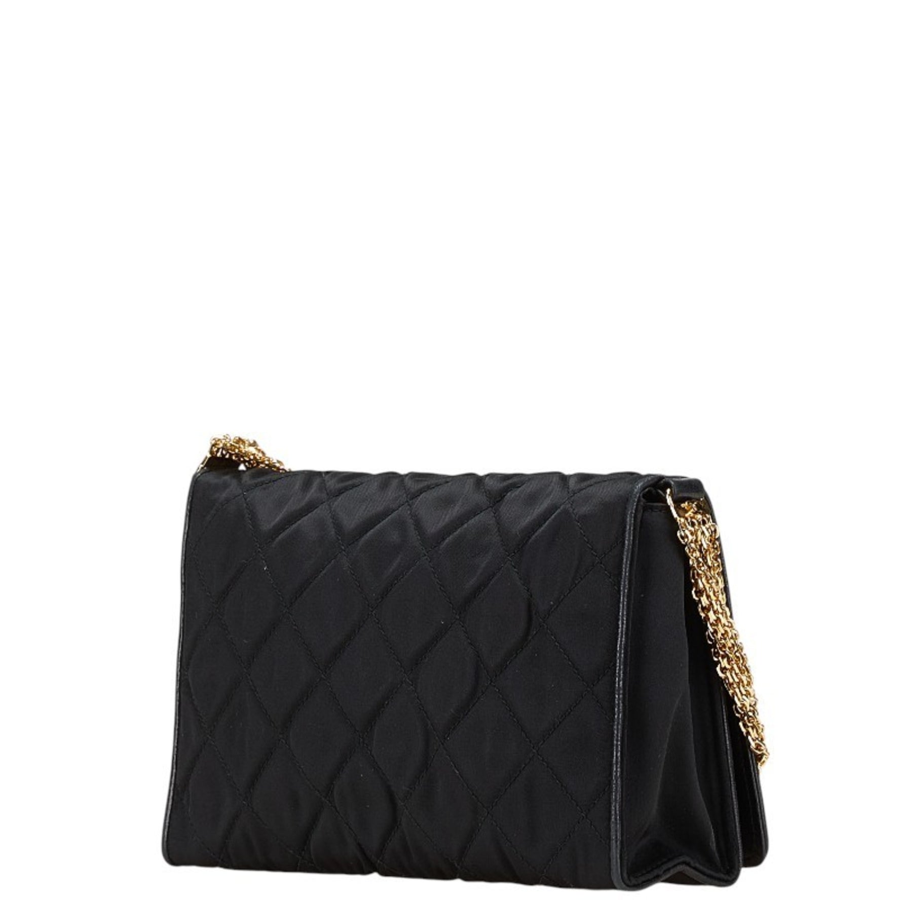 CHANEL Matelasse Rhinestone Chain Shoulder Bag in Satin and Leather