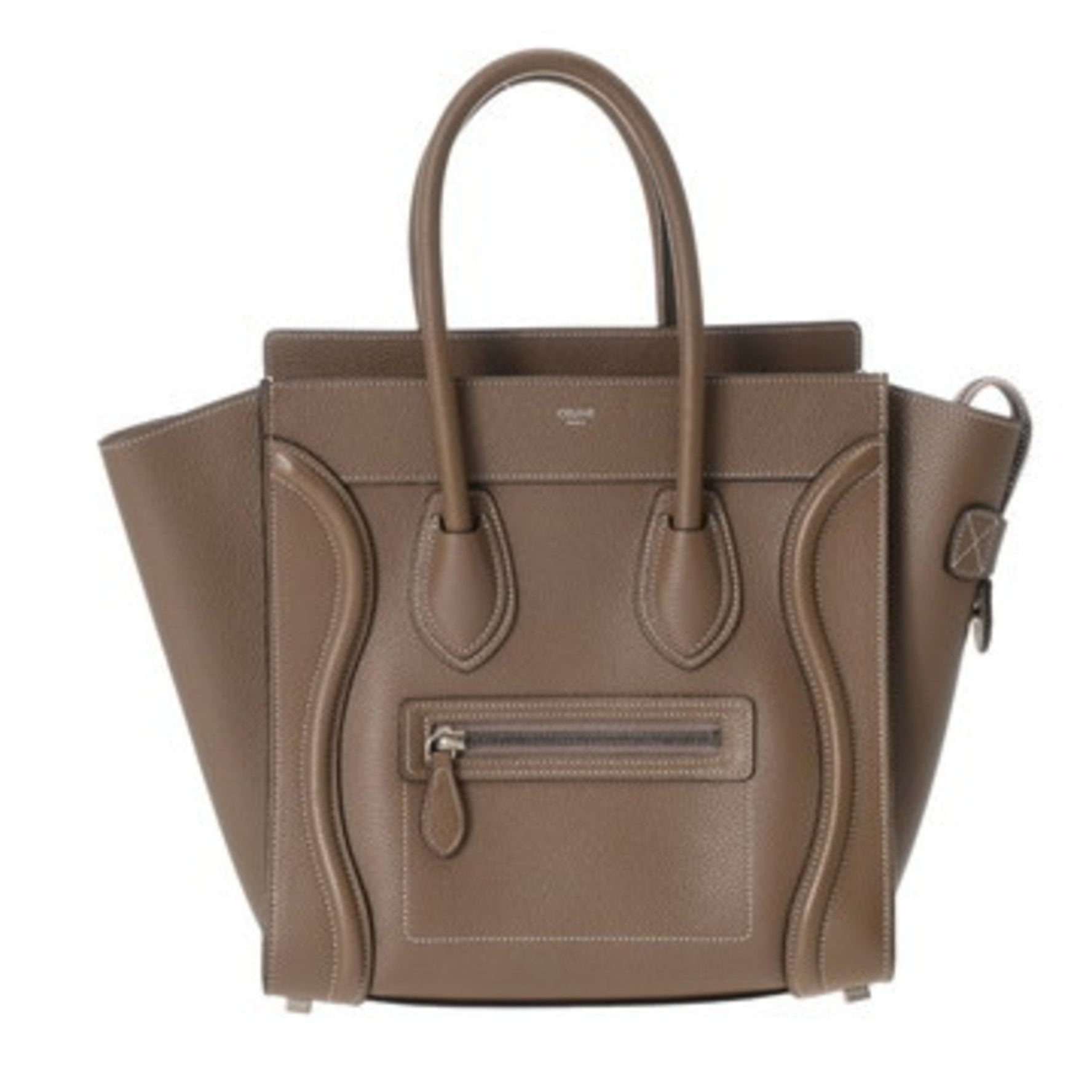 CELINE Luggage Micro Shopper Sliver Drummed Calfskin Handbag