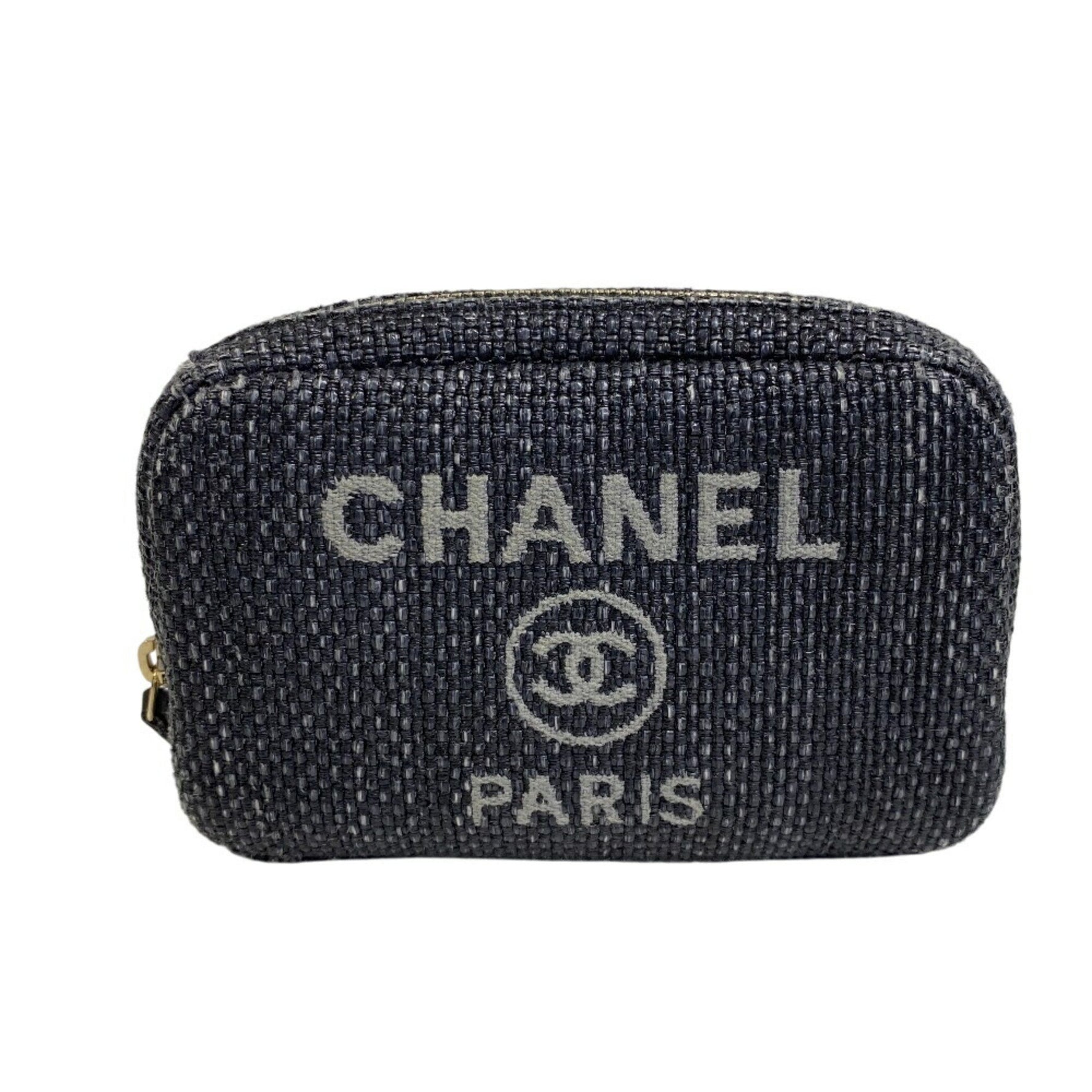 CHANEL Deauville Coco Mark Pouch, Navy, Women's