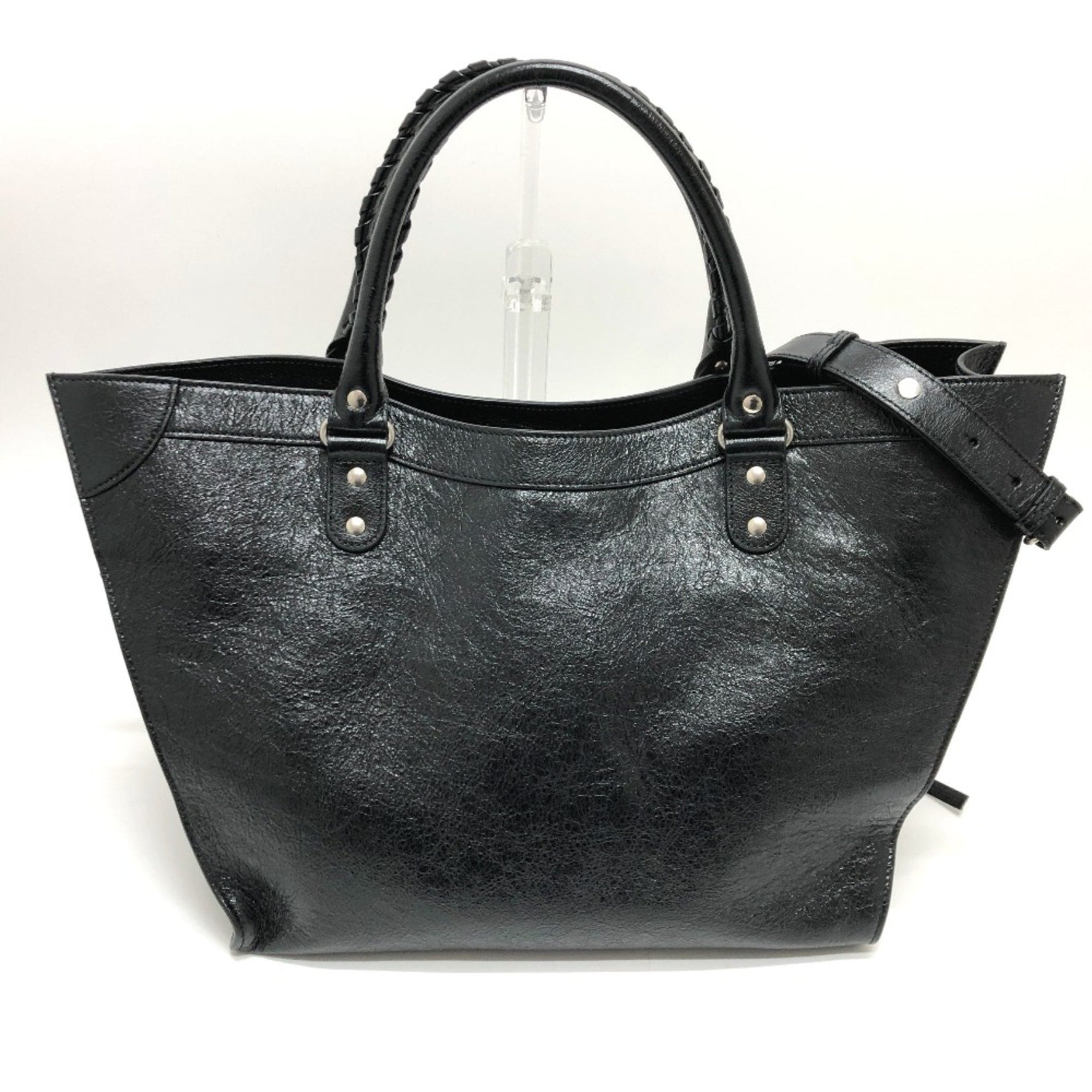 Balenciaga Medium 2WAY Shoulder Crossbody Tote Bag Black SilverHardware
