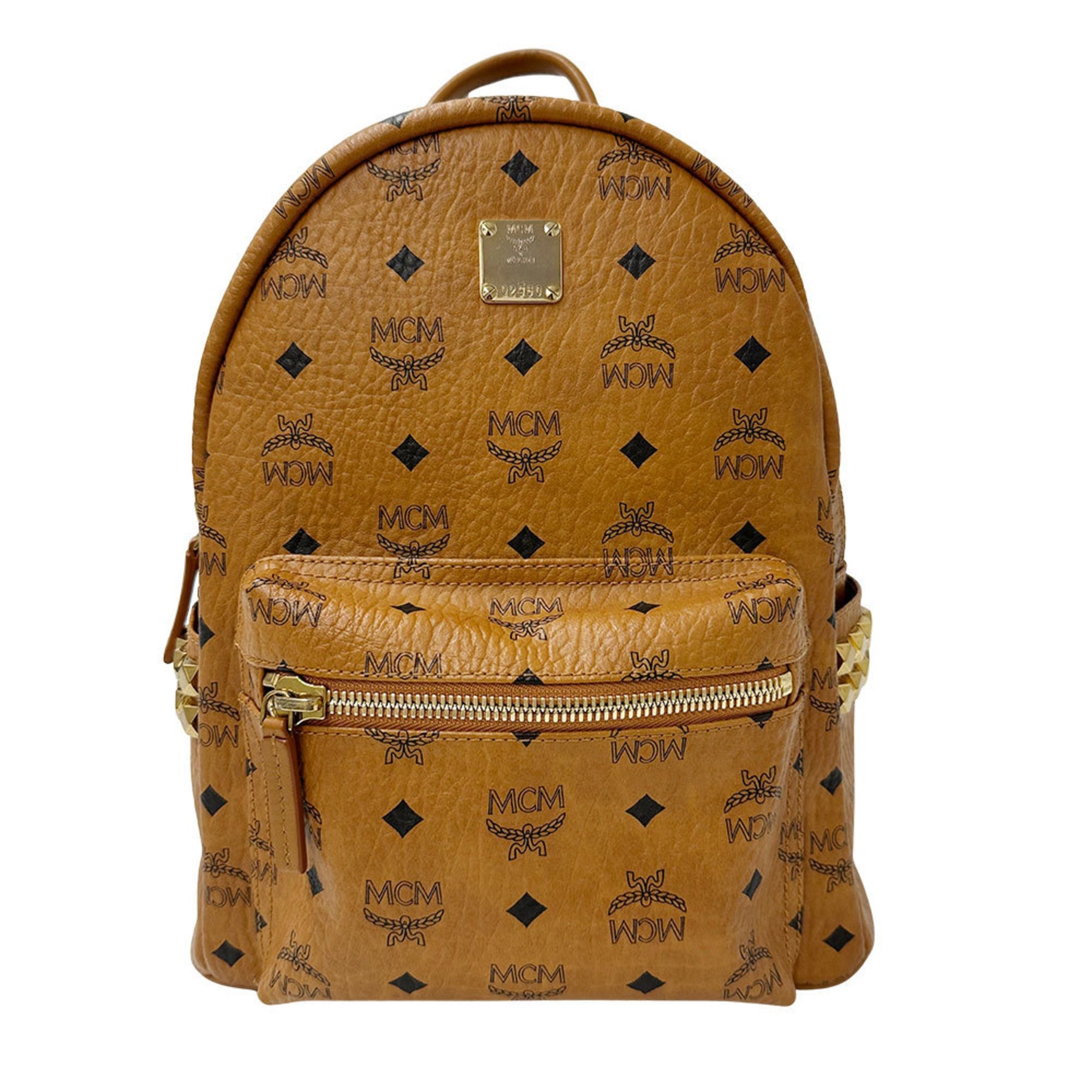 MCM Bags and Men, PVC Visetos Small Cognac Backpack