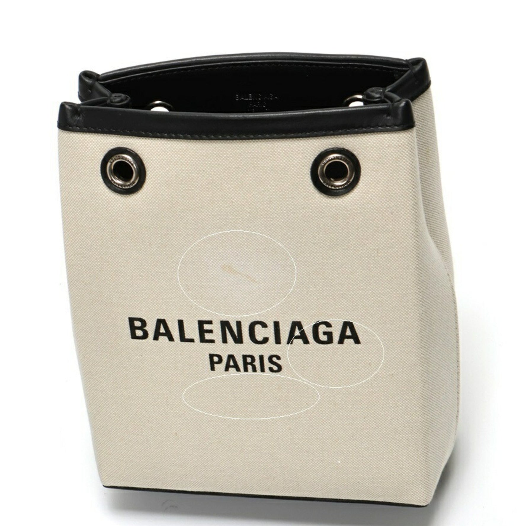 BALENCIAGA Duty Free Phone Holder Shoulder Bag Canvas Leather Natural Black S-156853