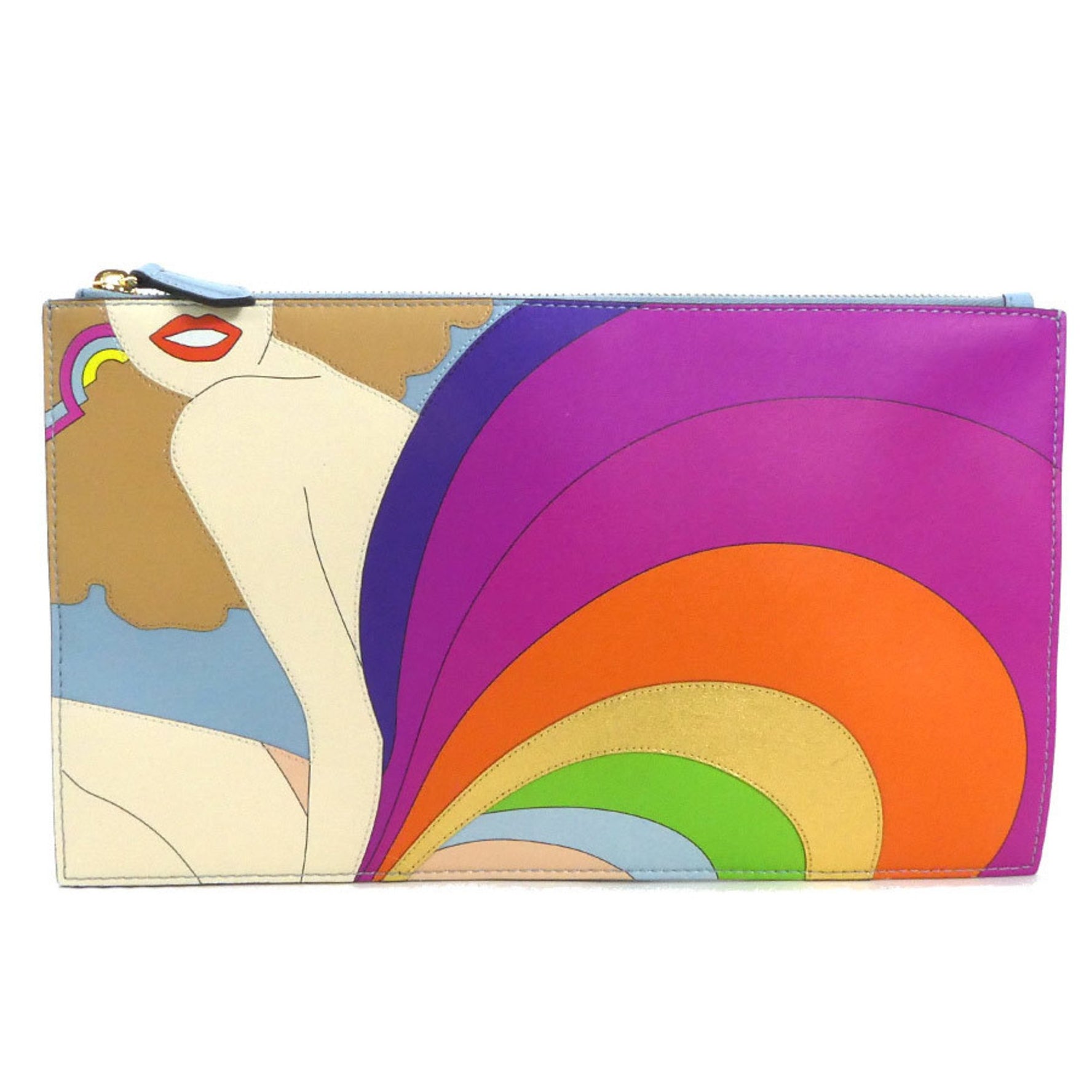 FENDI Pouch Clutch Bag Leather Multicolor Gold Women's 8N0149-AJTB e59920a