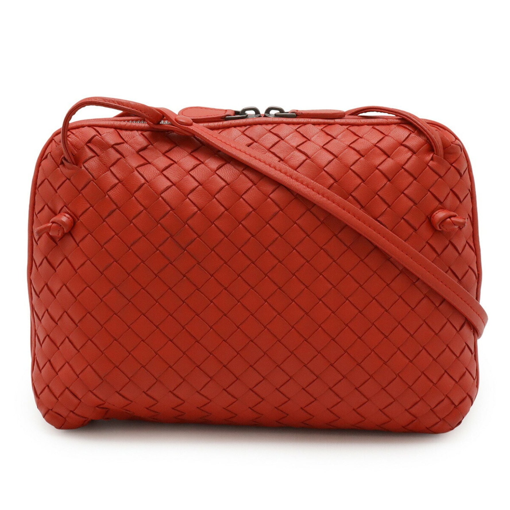 BOTTEGA VENETA Bottega Veneta Intrecciato Pochette Shoulder Bag Leather Red