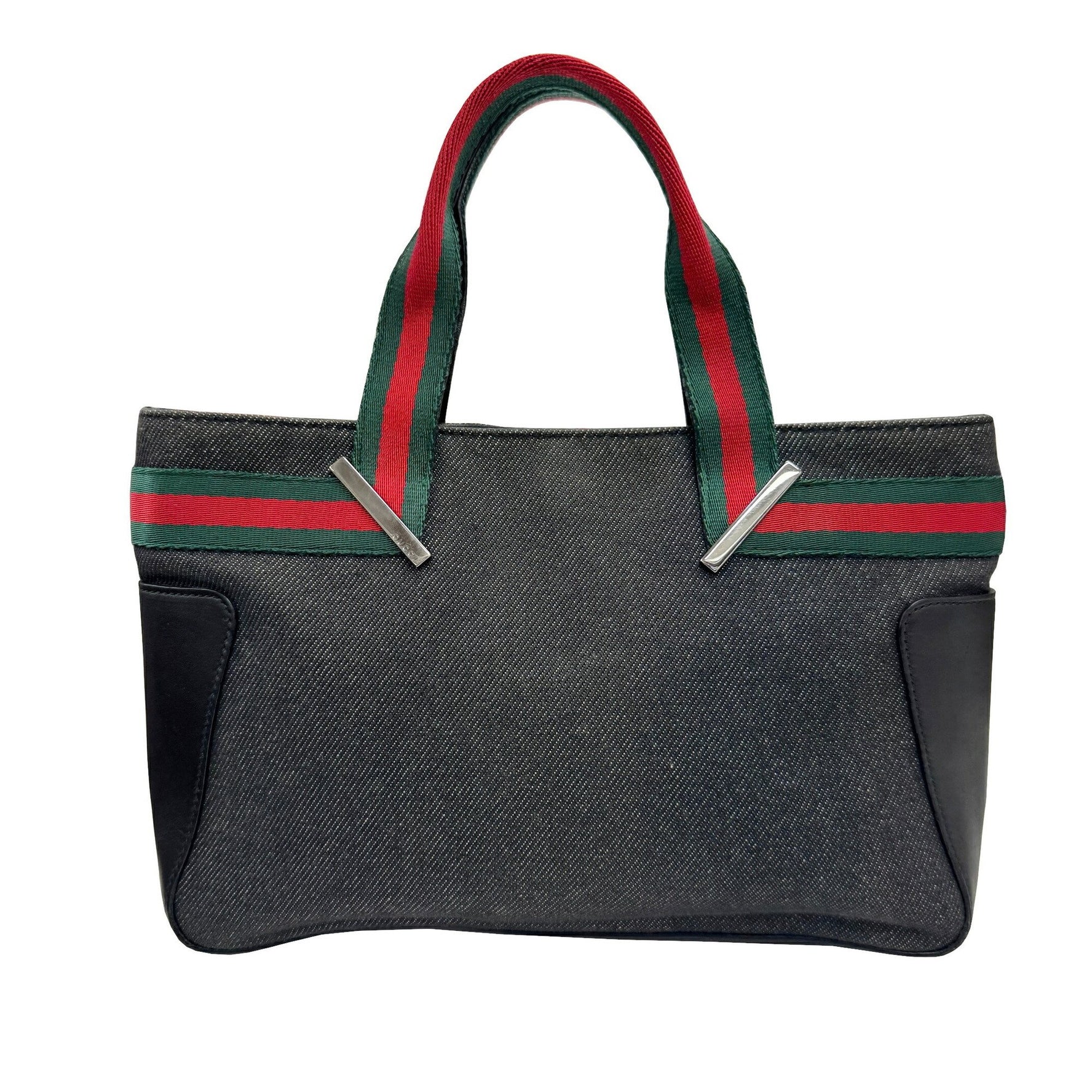 GUCCI Mini Tote Bag Sherry Line Handbag Denim Leather