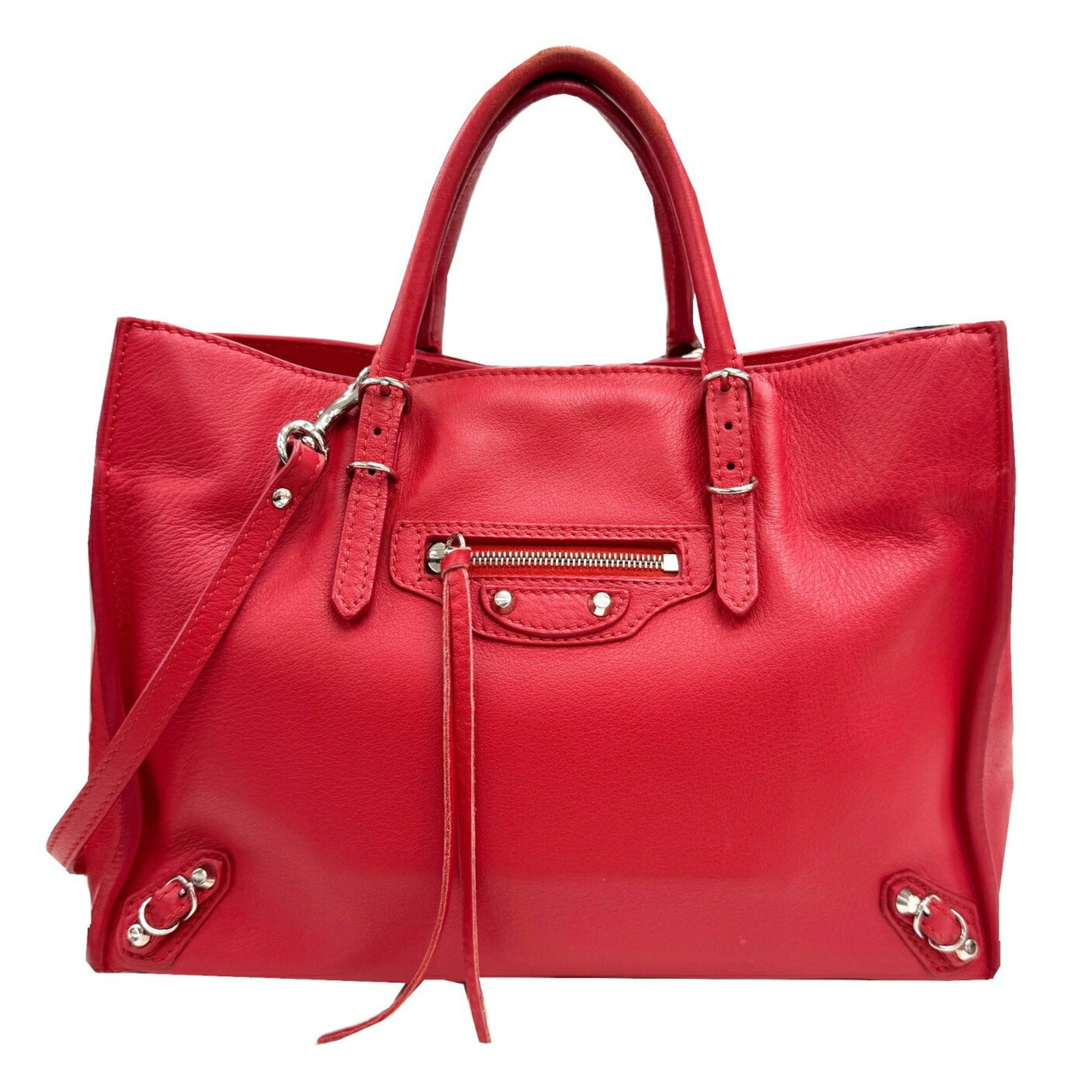 BALENCIAGA Paper Mini Shoulder Bag Handbag Leather Red Women's