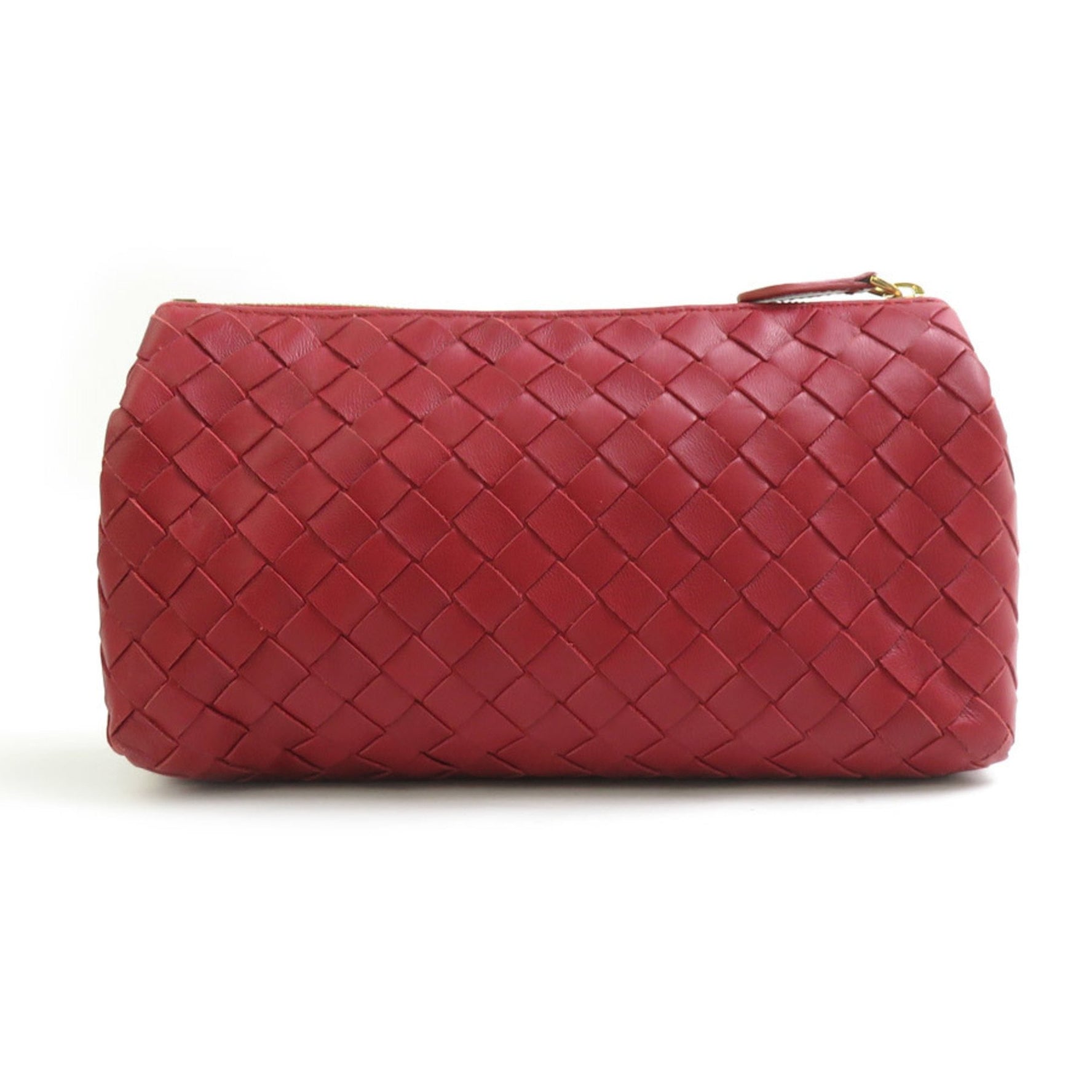 BOTTEGA VENETA Pouch Bag Intrecciato Leather Red Men's