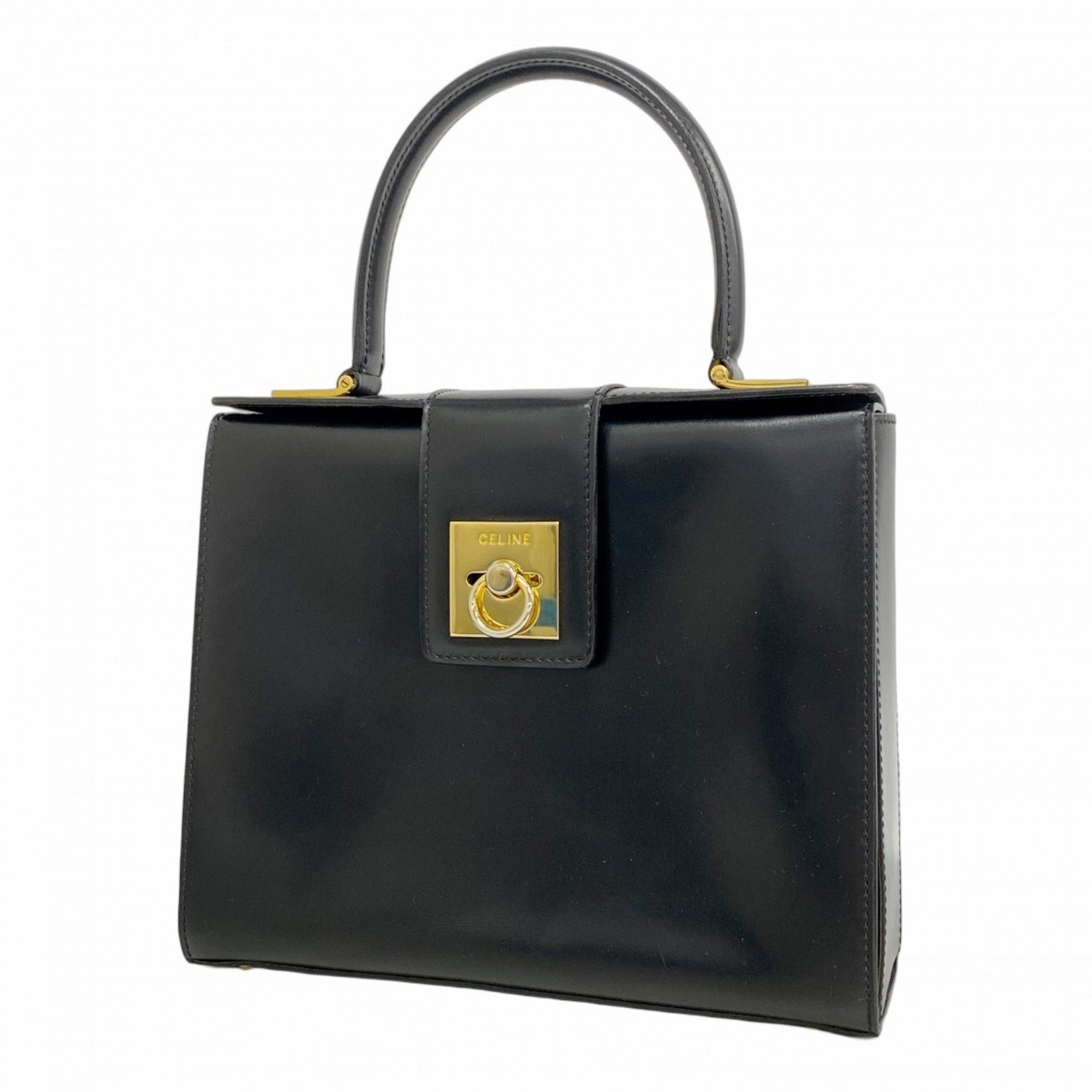 Celine handbag leather black women's