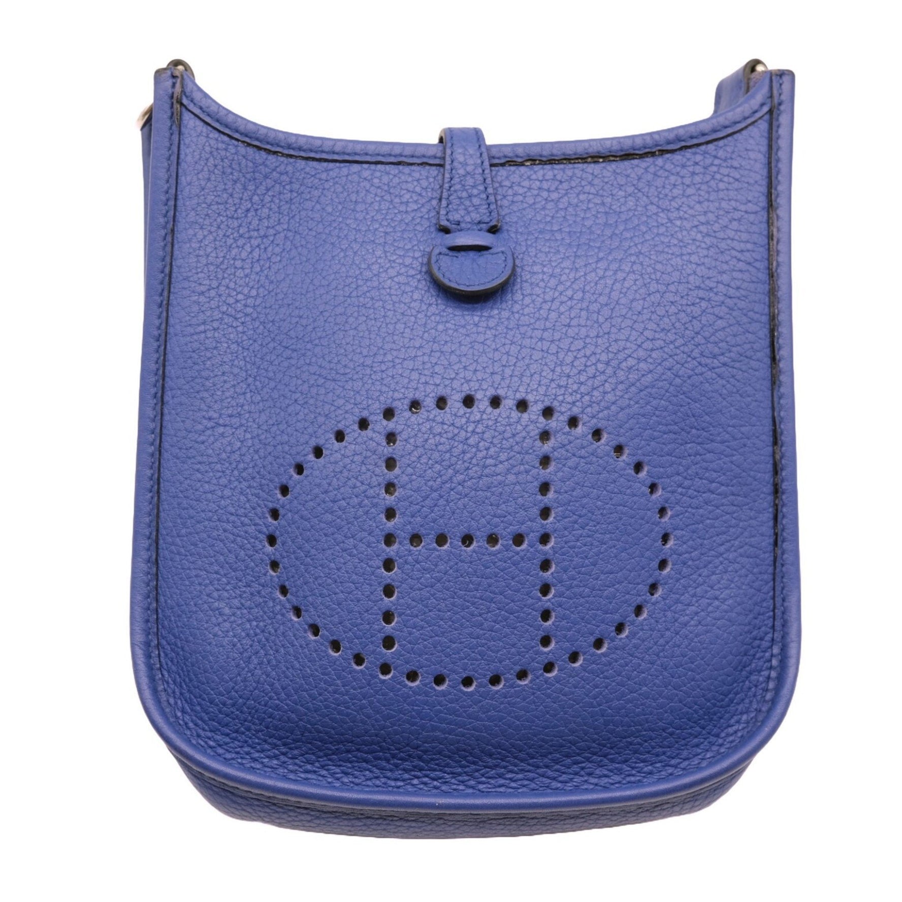 HERMES Evelyn TPM Shoulder Bag Leather Taurillon Clemence Blue Electric #A