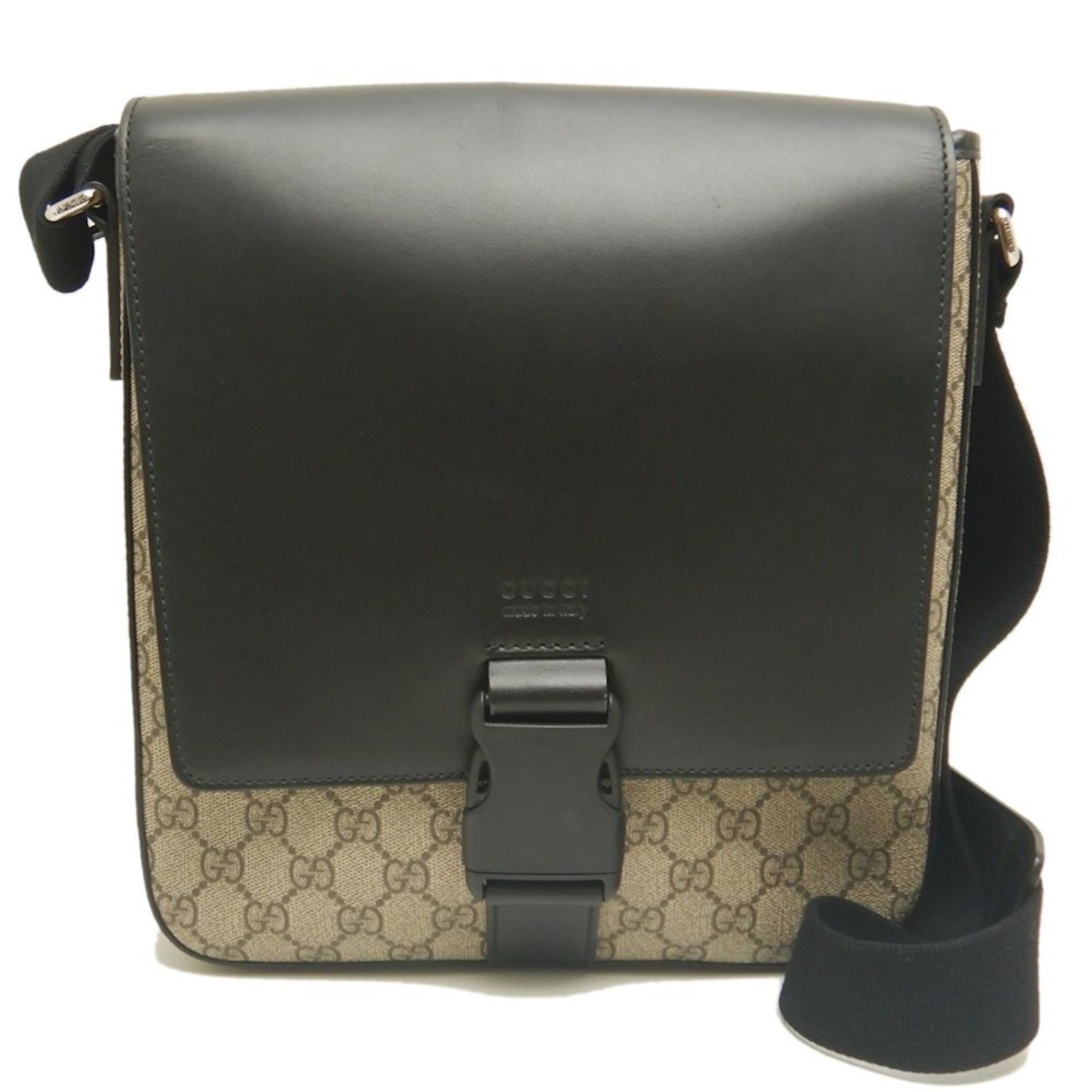 GUCCI Shoulder Bag GG Supreme Canvas Black/Beige