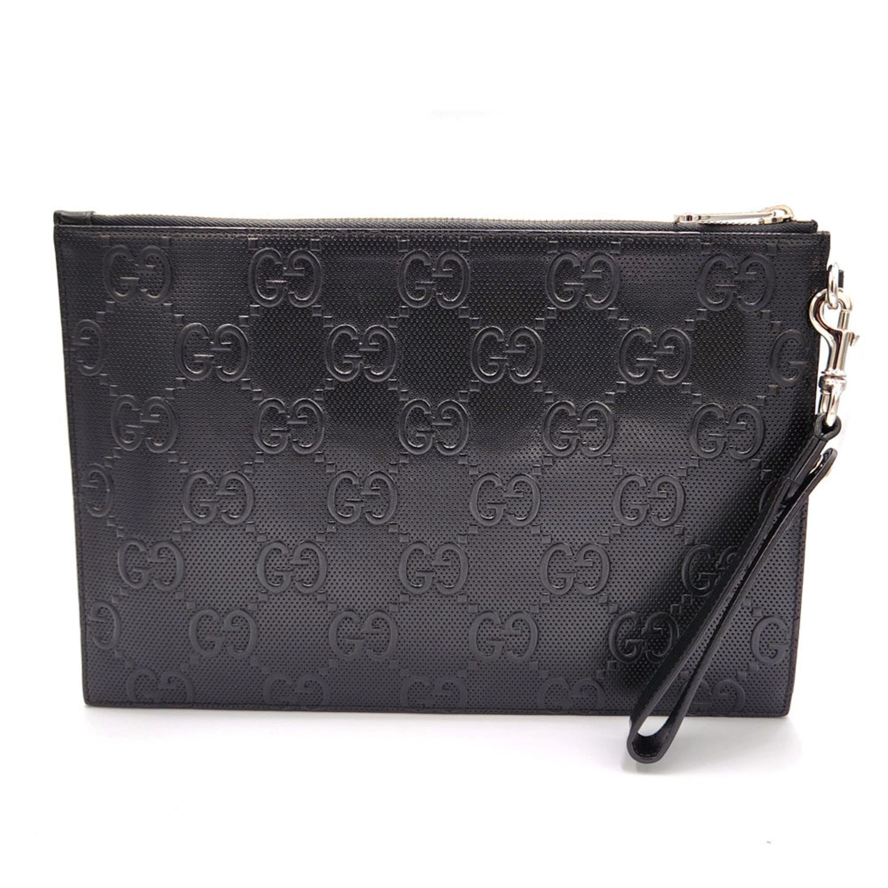 GUCCI GG embossed clutch bag black leather second for women and men