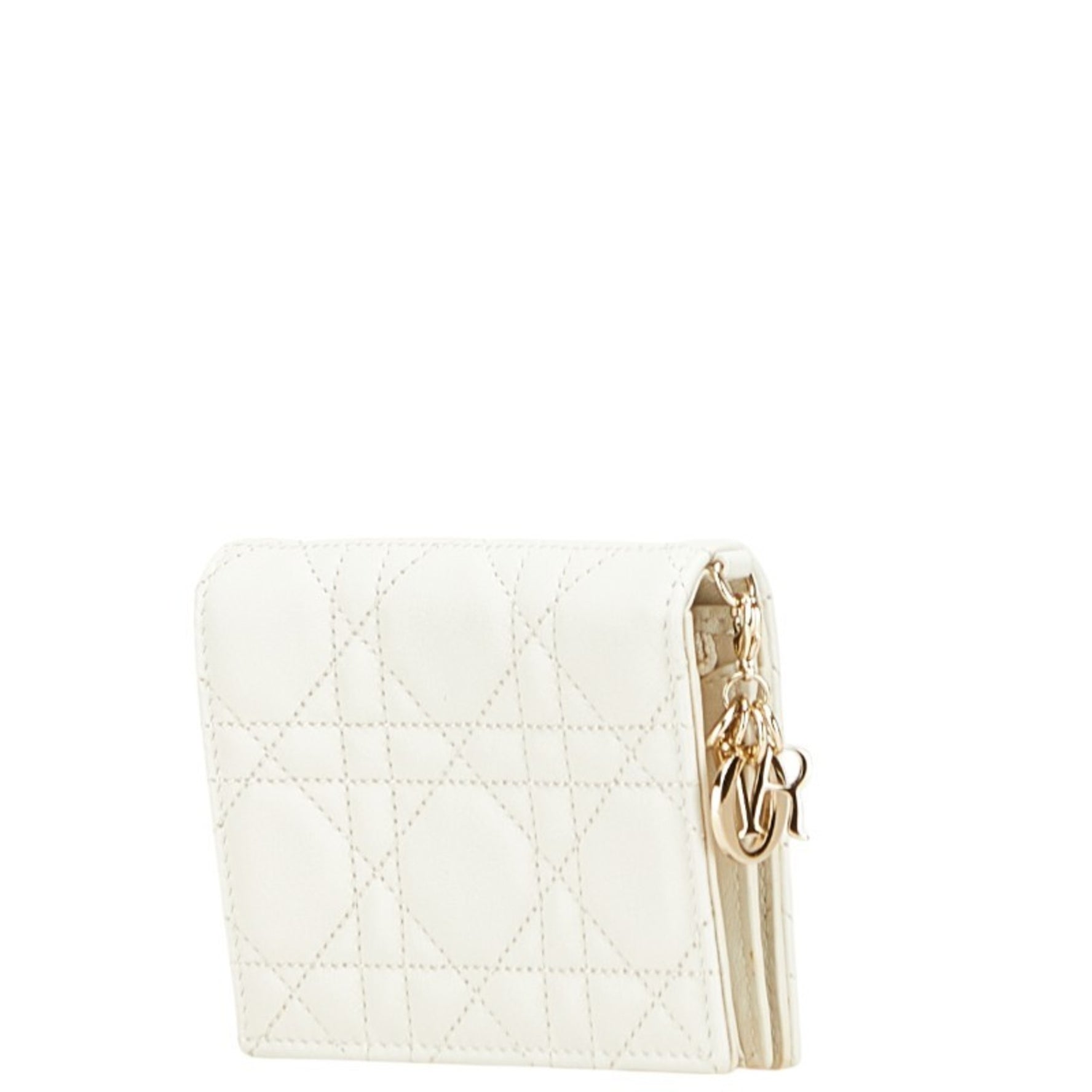 Christian Dior Dior Cannage Lady Heart Bifold Wallet in White and Red Lambskin