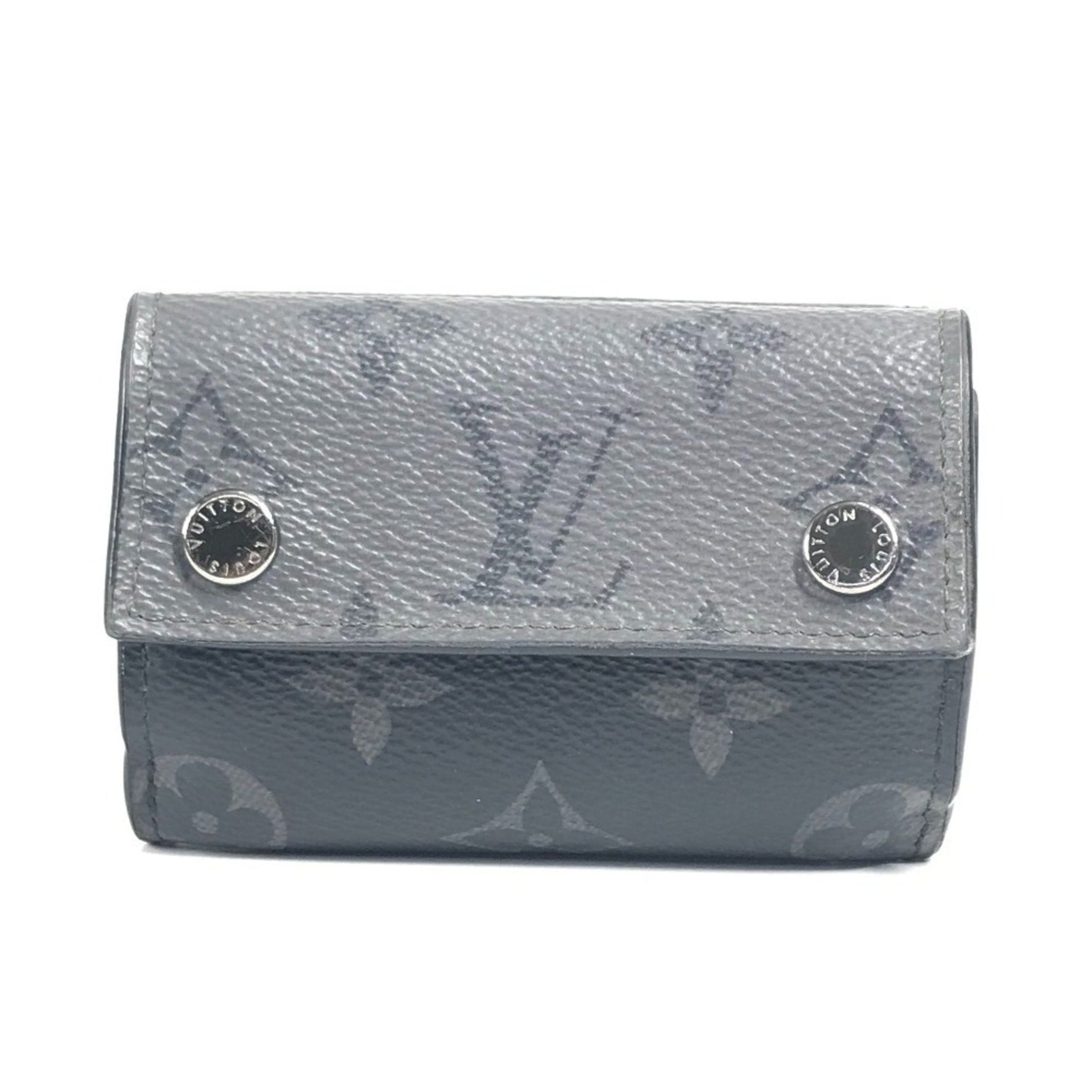 LOUIS VUITTON Monogram Eclipse Discovery Compact Wallet, Tri-fold Wallet in Canvas, Black