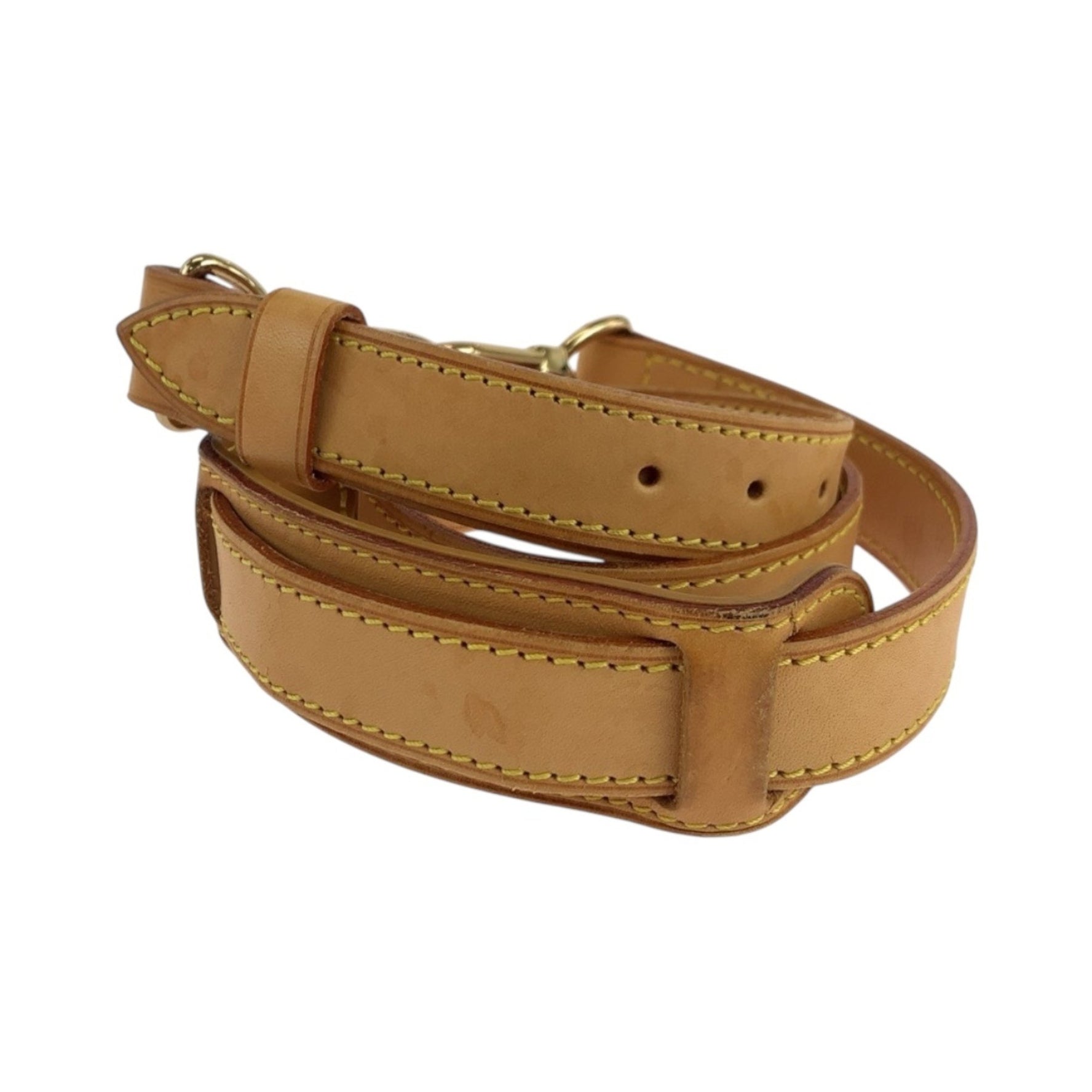 LOUIS VUITTON Brown Leather Shoulder Strap with Gold Hardware (Shoulder Only)