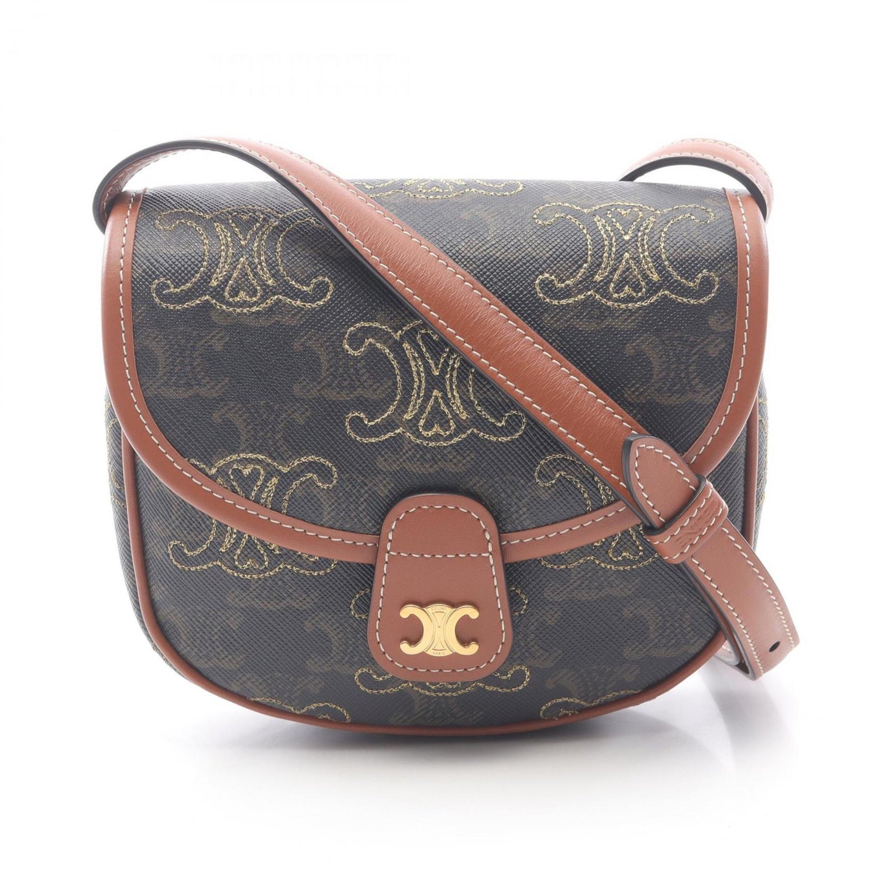 Celine Triomphe Mini Besas Shoulder Bag, Canvas and Leather