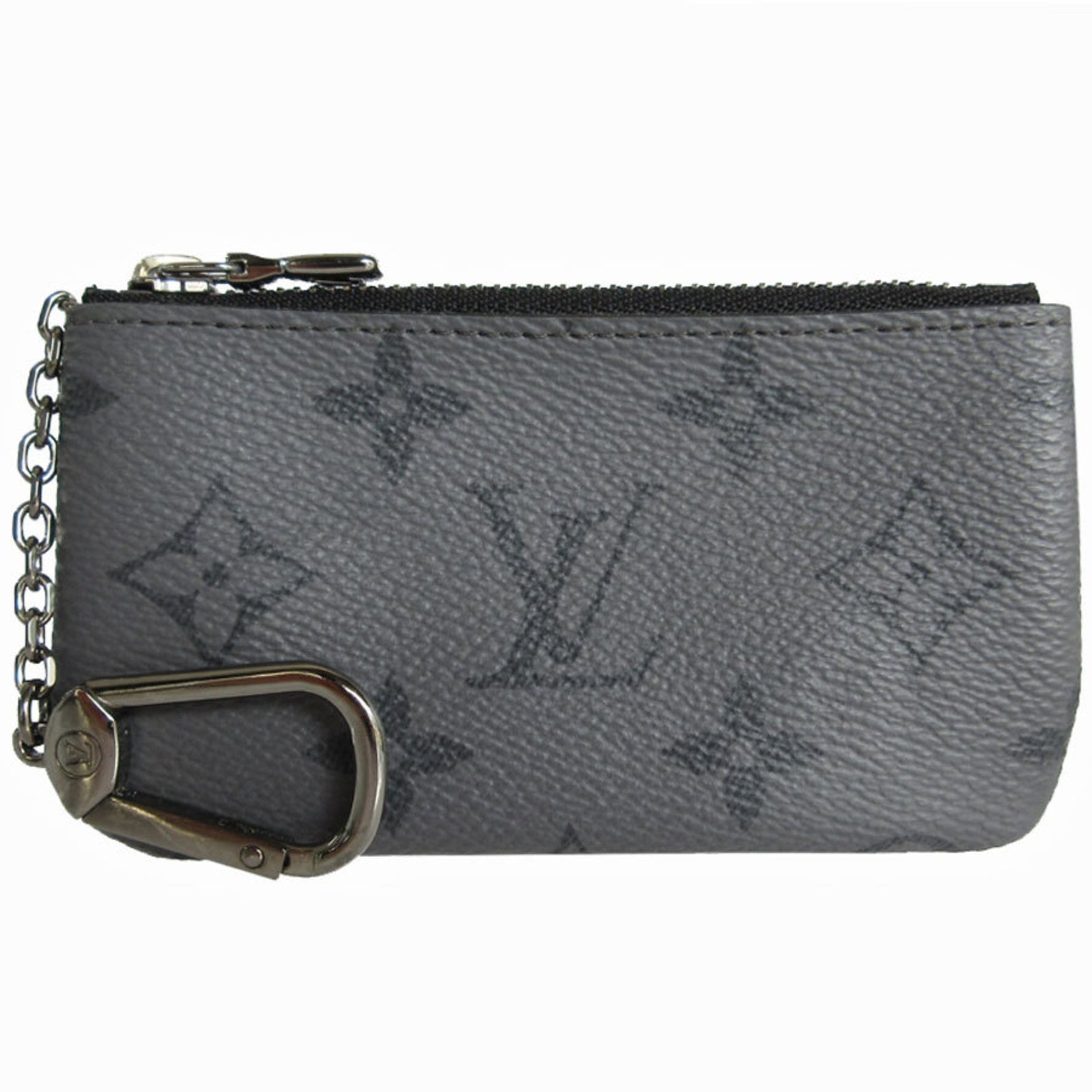 Louis Vuitton Key Case Monogram Eclipse Pochette Cle Coated Canvas Black Grey