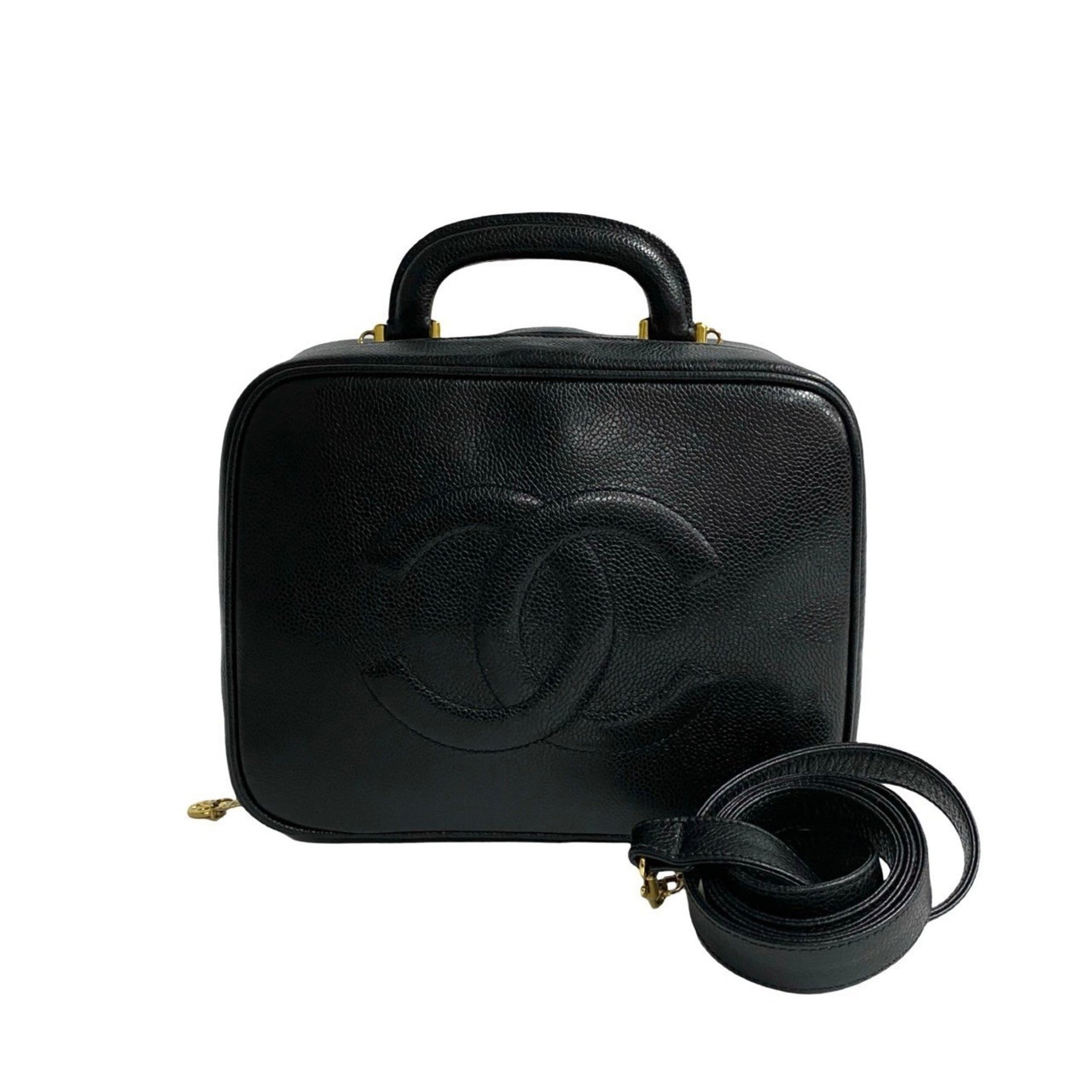 CHANEL Coco Mark Caviar Skin Shoulder Bag Vanity Handbag