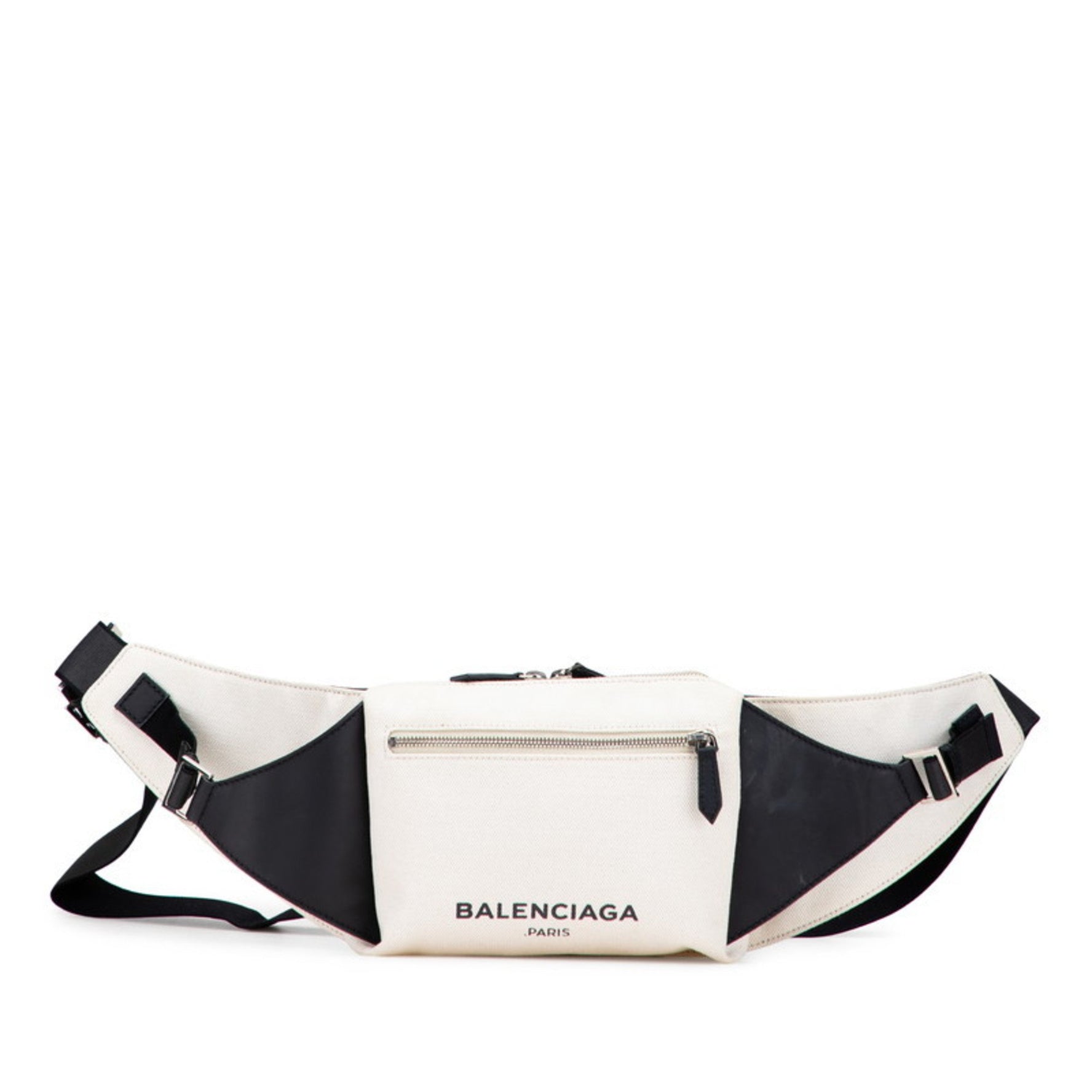 Balenciaga Logo Body Bag/Waist Bag Beige/Black Canvas/Leather