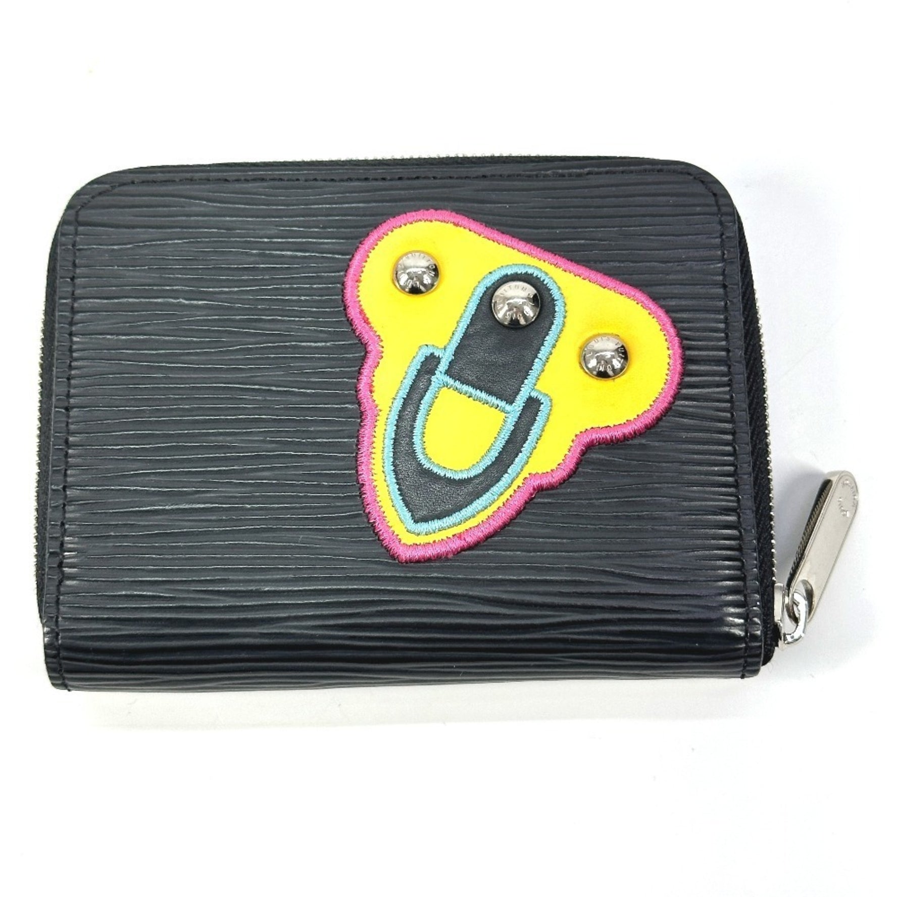 Louis Vuitton Epi LV Stories Heart Zipper Coin Purse Wallet Round Wallet/Coin Case Leather Men's Noir Black