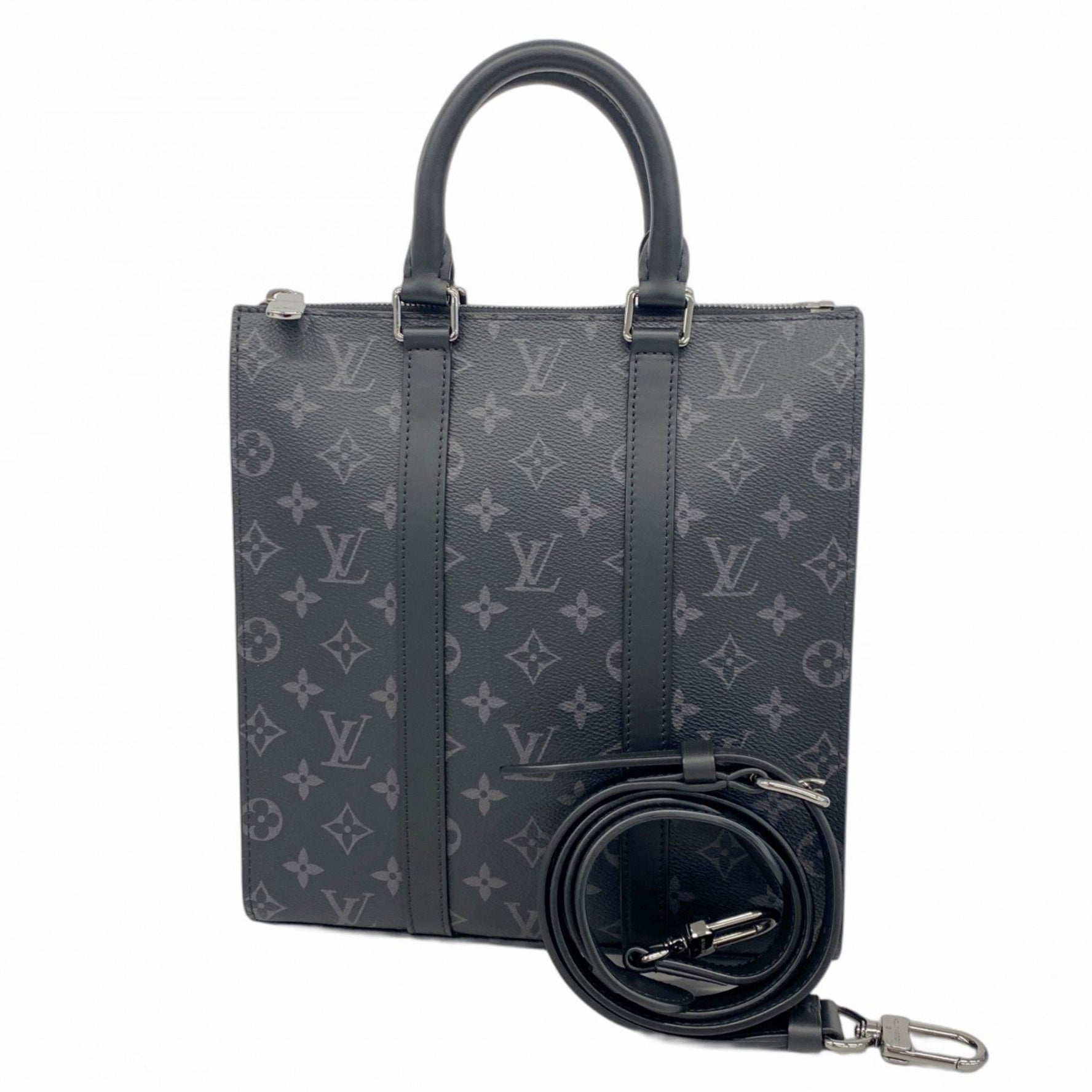 Louis Vuitton Monogram Eclipse Sac Plaque Tote Bag M46098 Black Men's