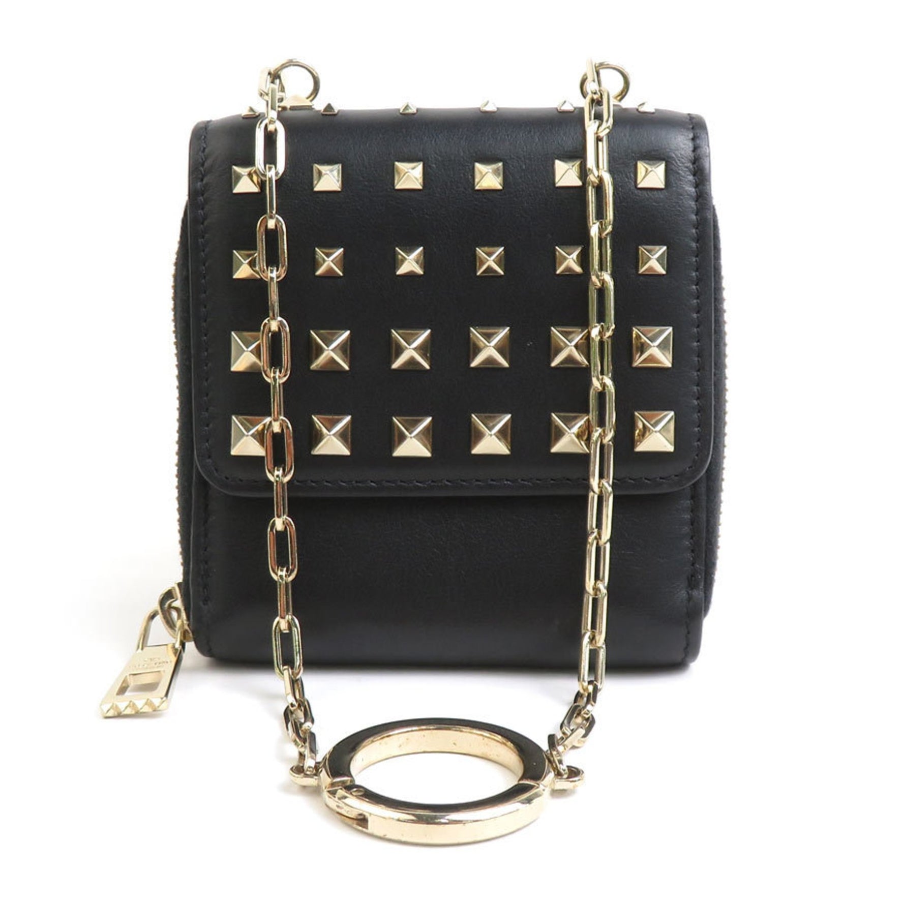 Valentino Garavani Wallet/Coin Case Compact Wallet Leather Black Men's Women's h30844a