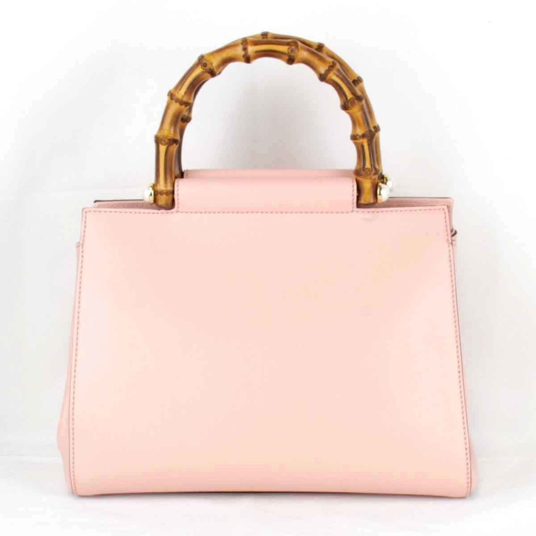 GUCCI Bamboo Handle Handbag Leather Pink Women's