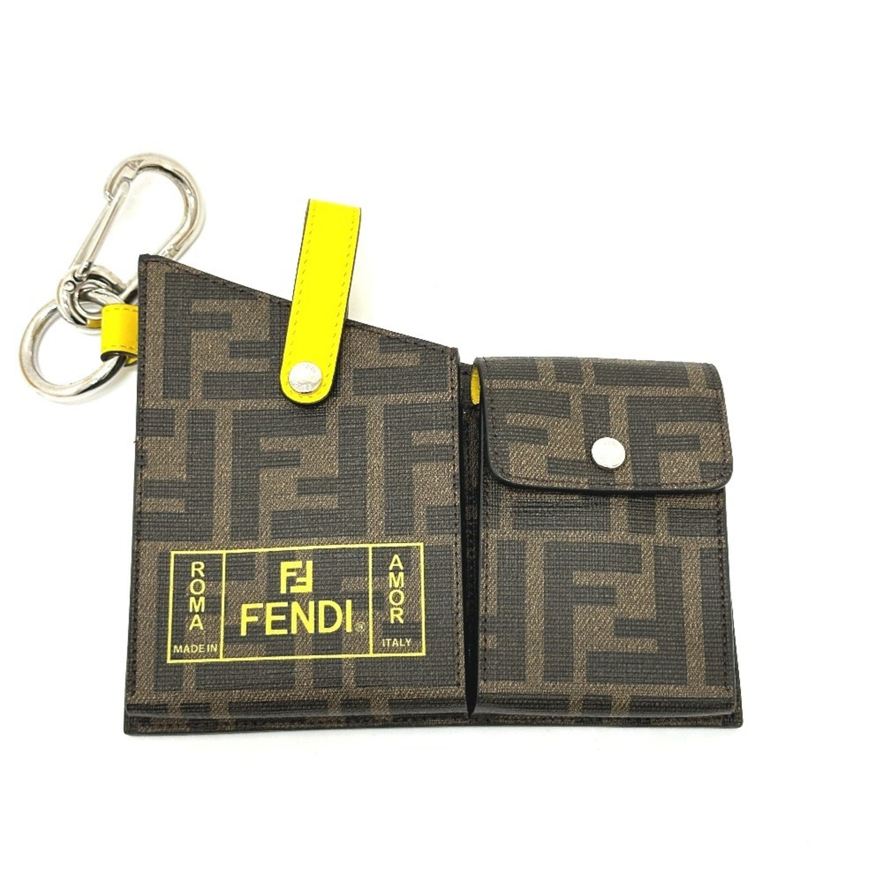 FENDI Zucca Charm Multi-Pouch with Carabiner Bag Leather Brown