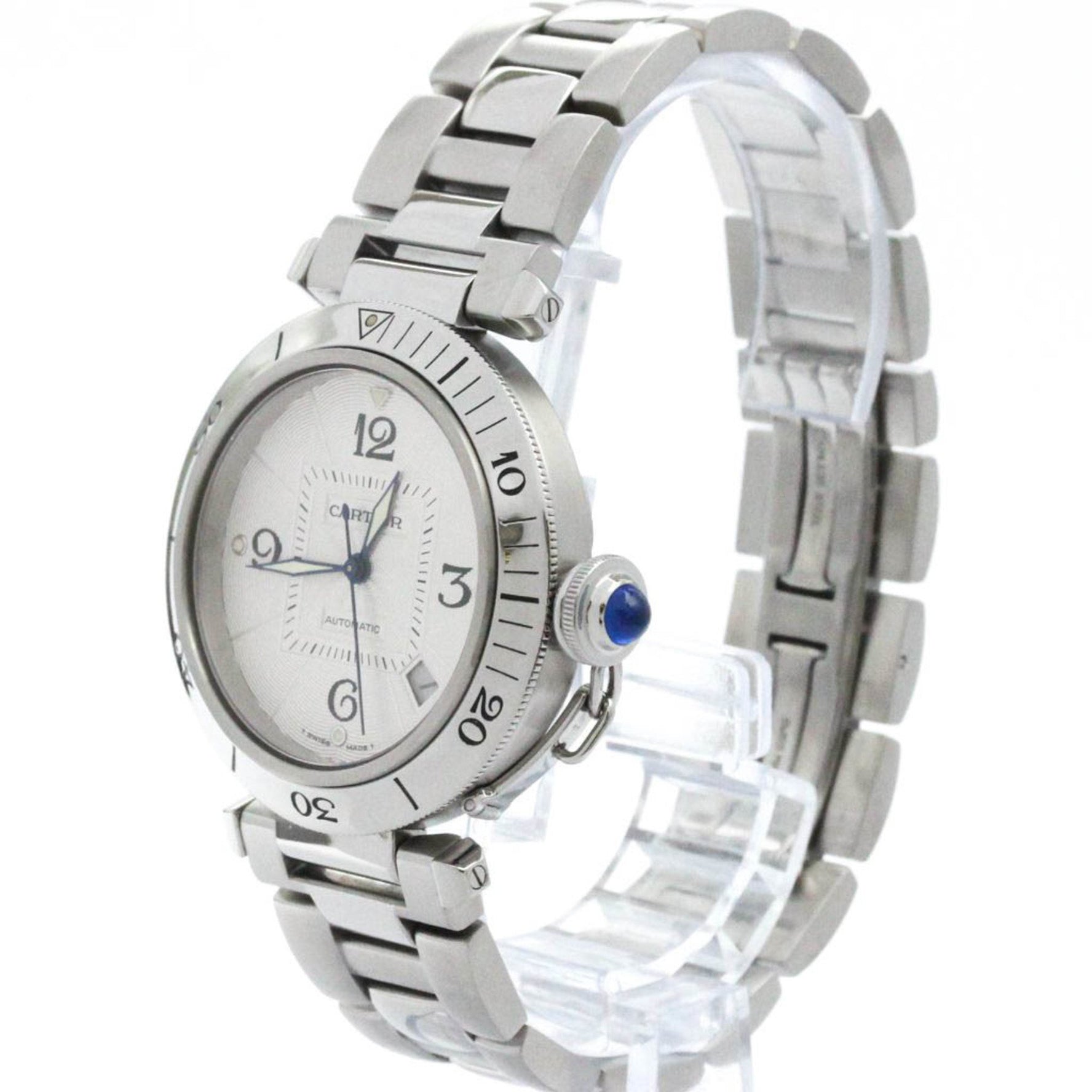 Polished CARTIER Pasha 38 Stainless Steel Automatic Mens Watch W31031H3 BF579749