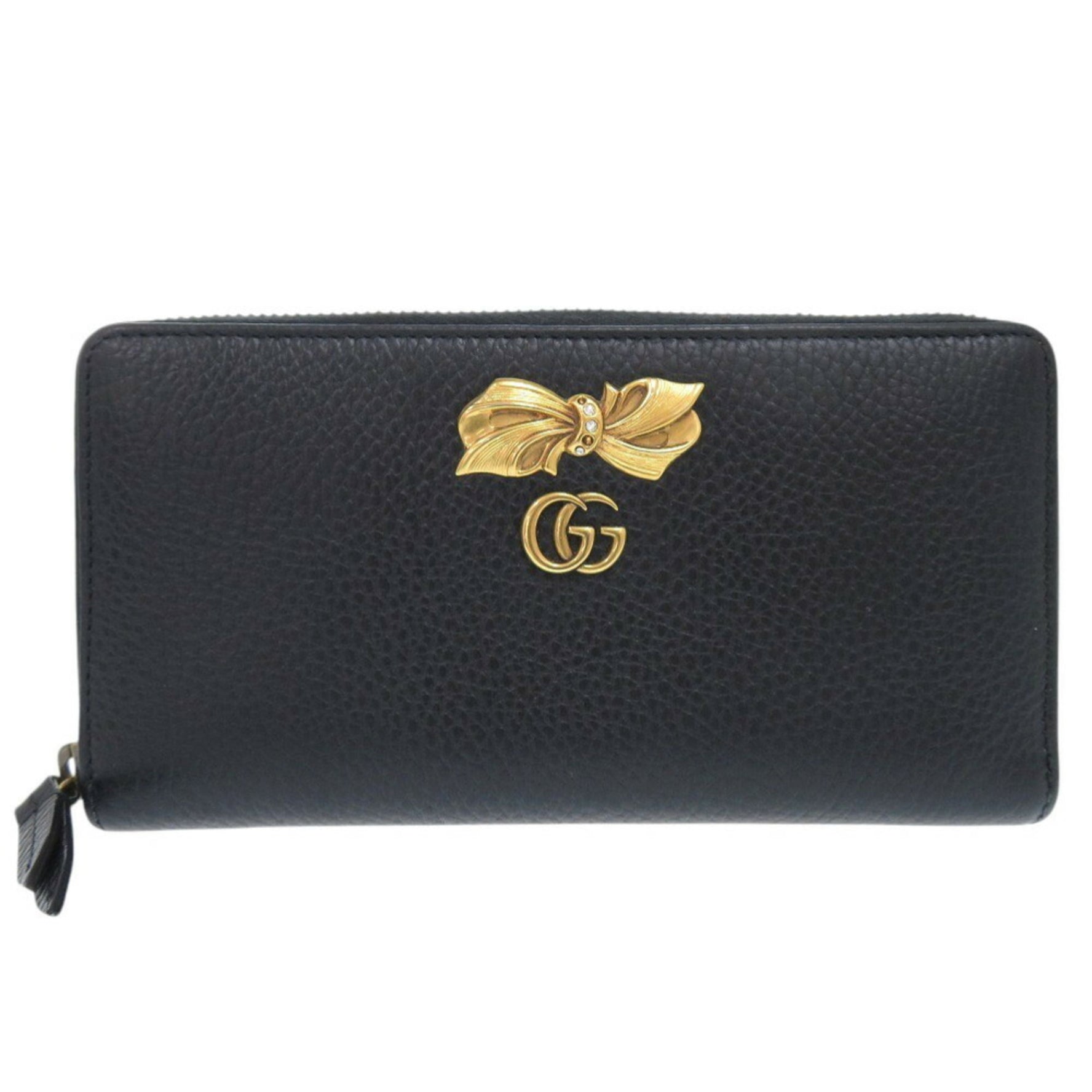 Gucci GG Marmont Ribbon Leather Round Long Wallet