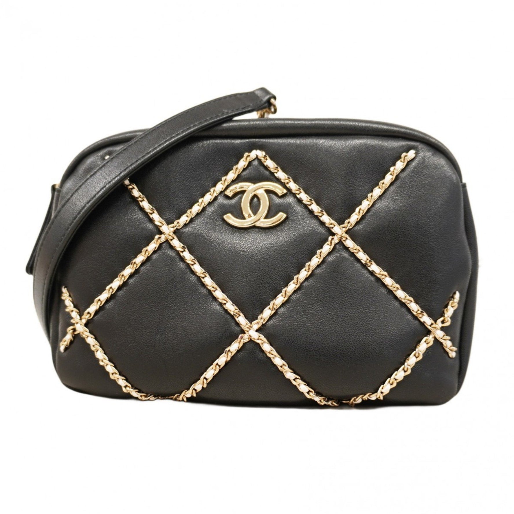 Chanel Matelasse Shoulder Bag with Chain Bag, Lambskin, Champagne