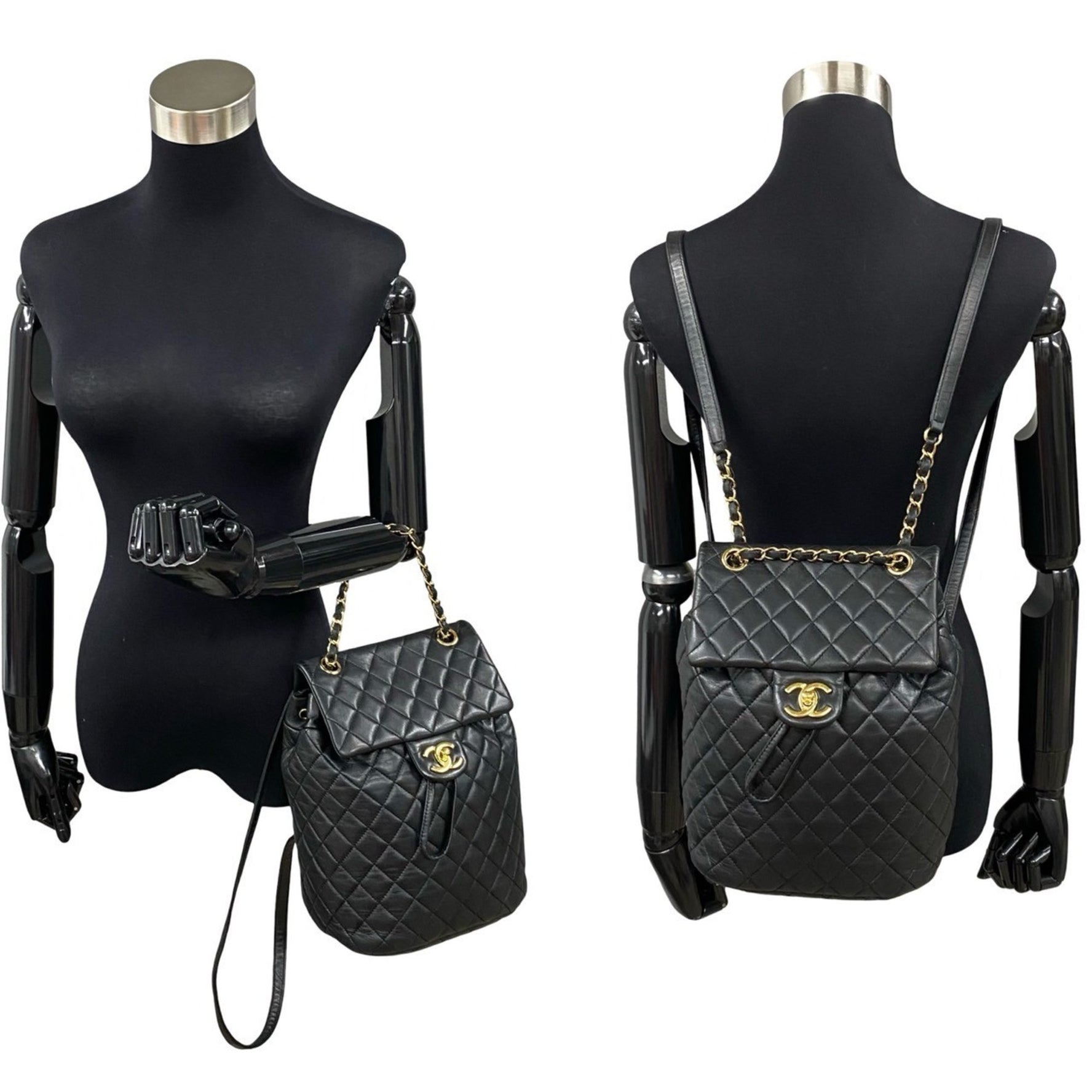 CHANEL Matelasse Coco Mark Lambskin Mini Backpack in Black