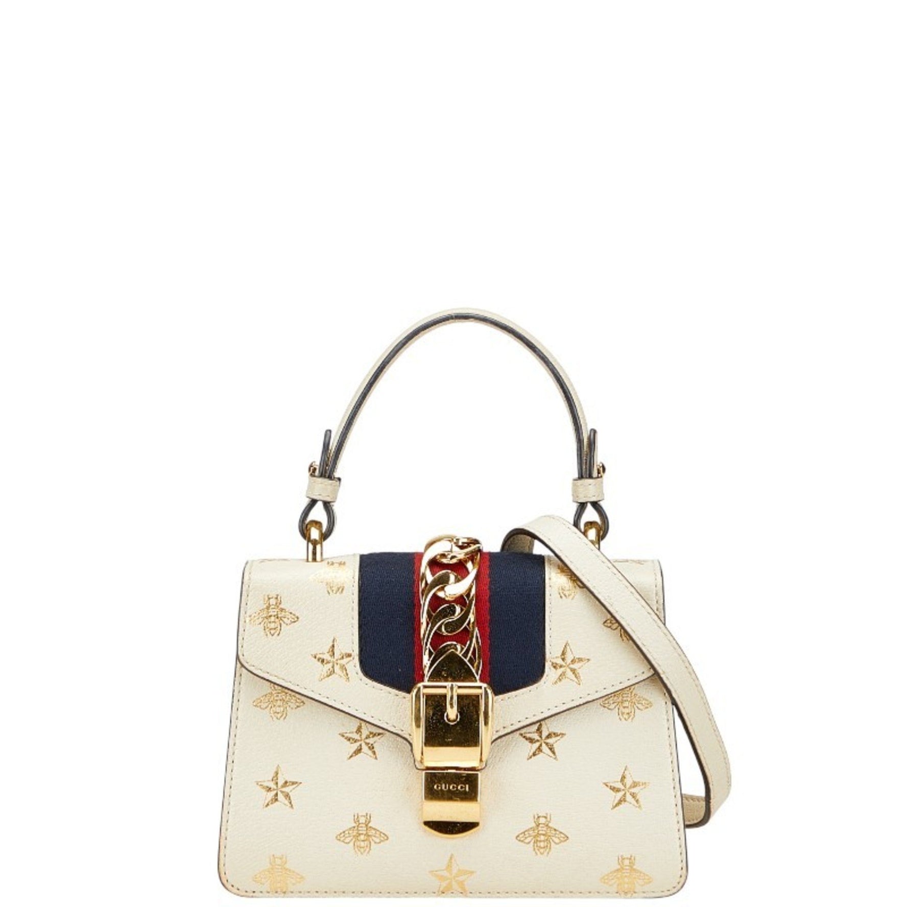Gucci Sylvie Star Bee Handbag/Shoulder Bag Leather