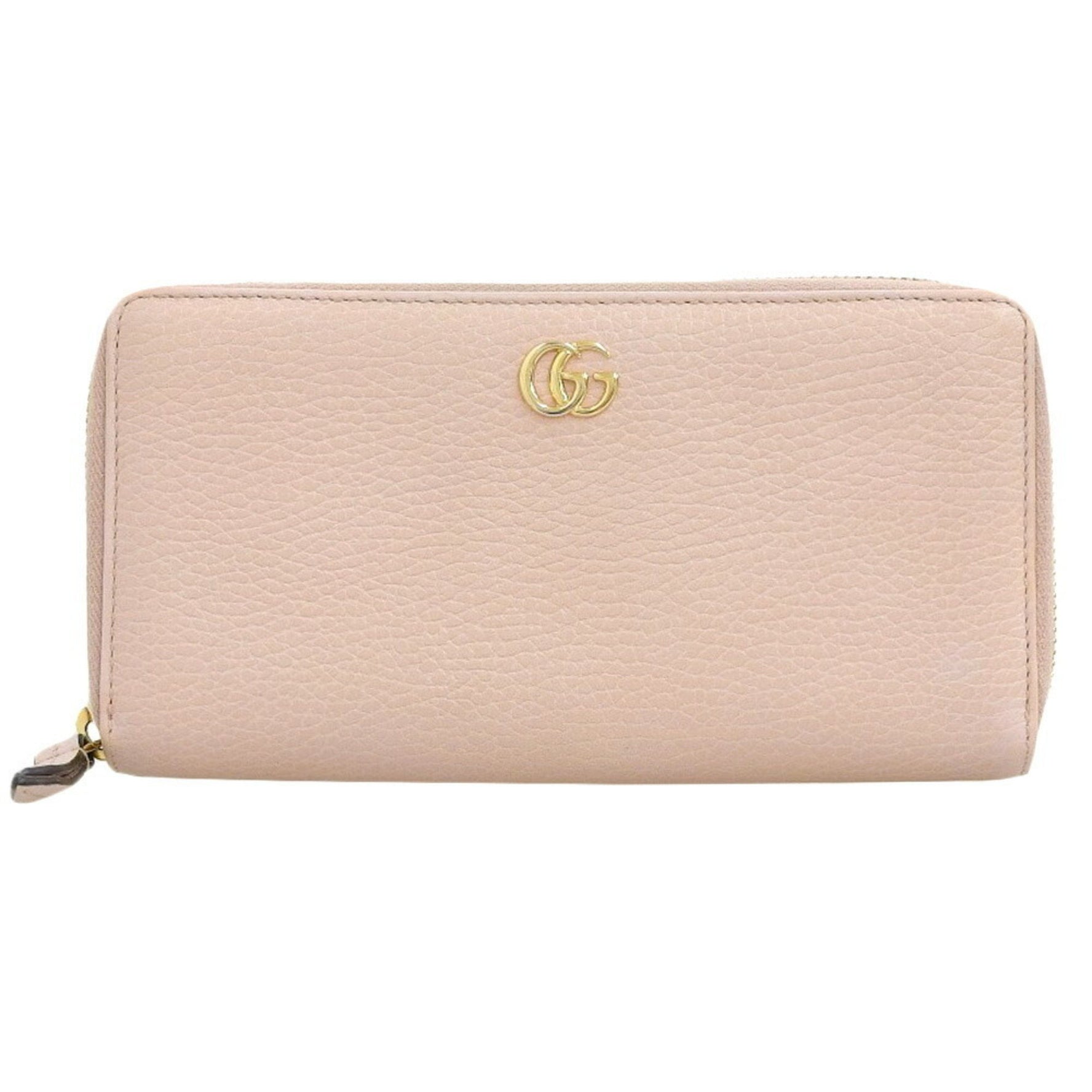 GUCCI GG Marmont Round Long Wallet Leather Pink