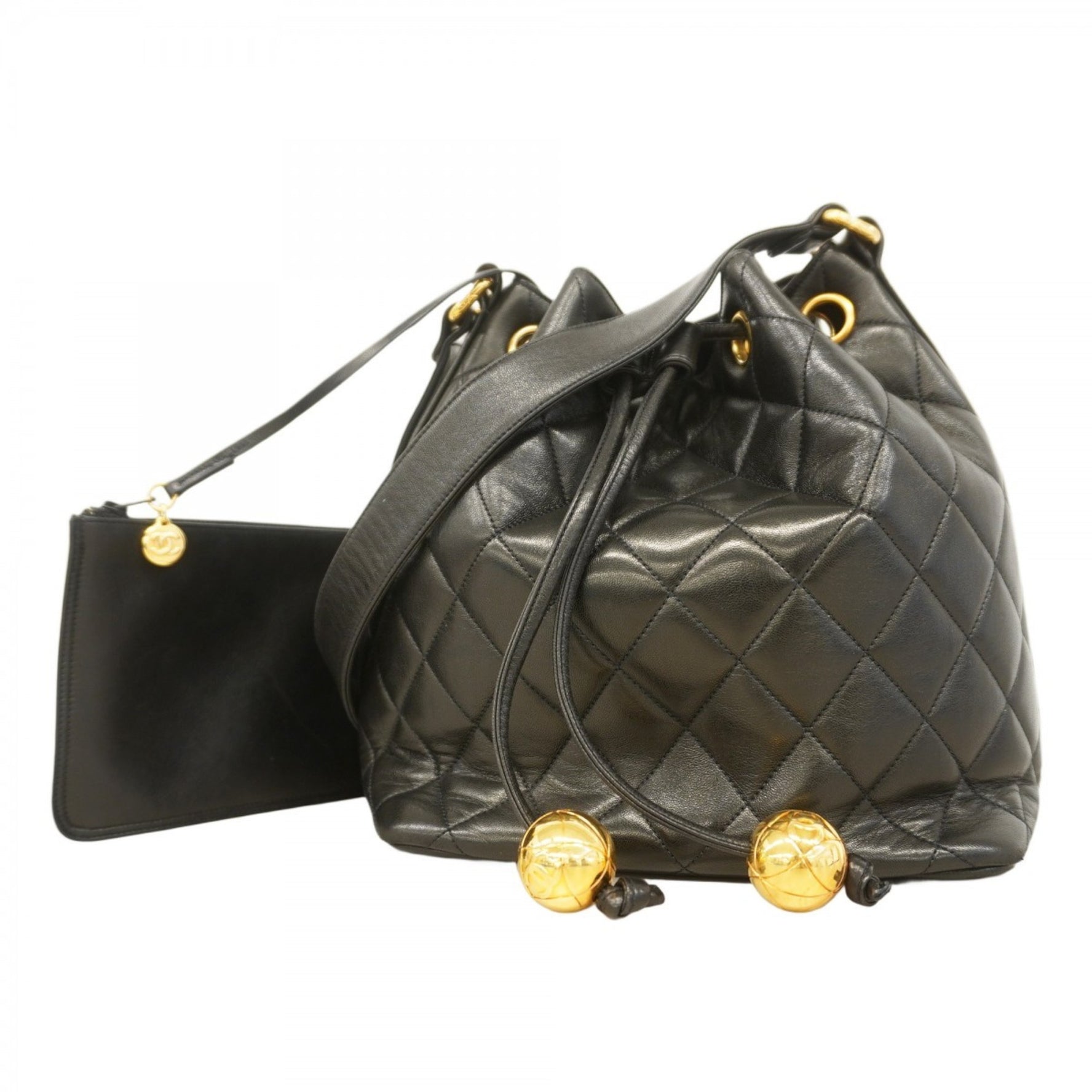 Chanel Matelasse Shoulder Bag, Lambskin, Black, Women's