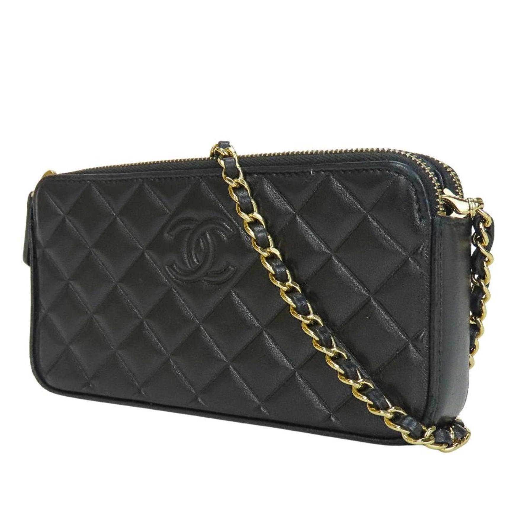 CHANEL Shoulder Bag Chain Wallet Lambskin Pochette Matelasse Stitch 24 Series