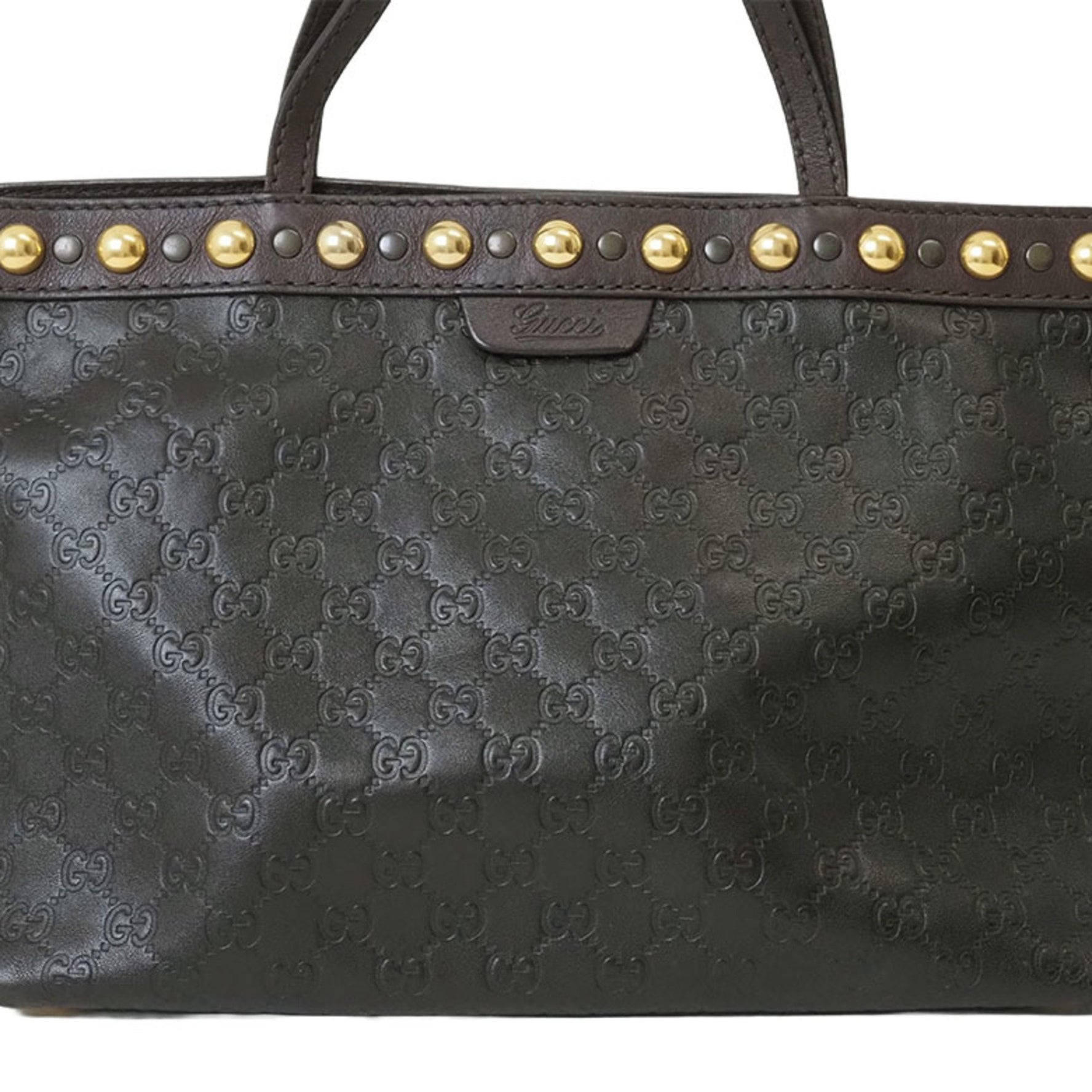Gucci Guccissima Studded Tote Bag Shoulder Brown Women's Leather GUCCI
