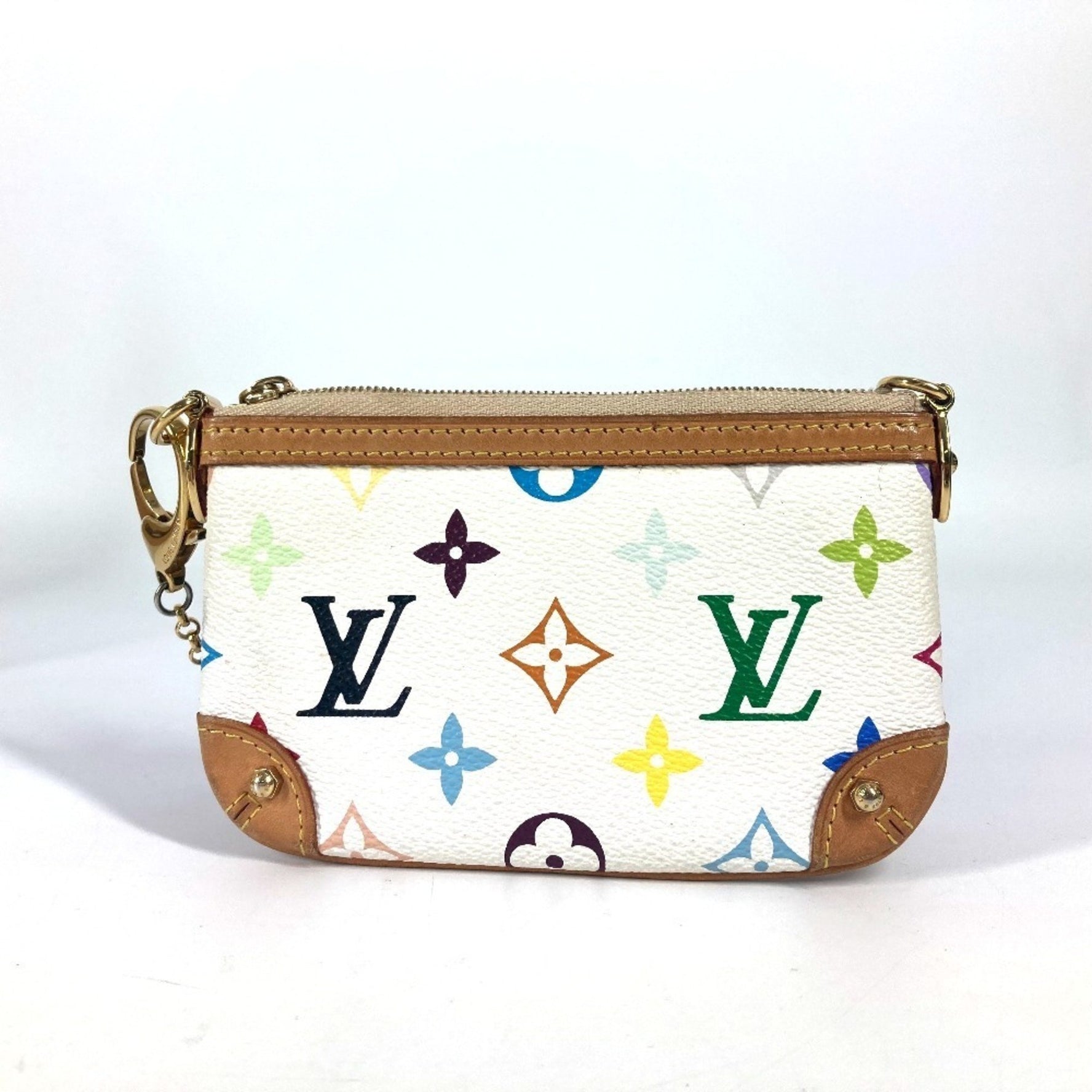 Louis Vuitton Monogram Multicolor Pochette Mira PM Chain Bag Pouch Handbag Canvas White