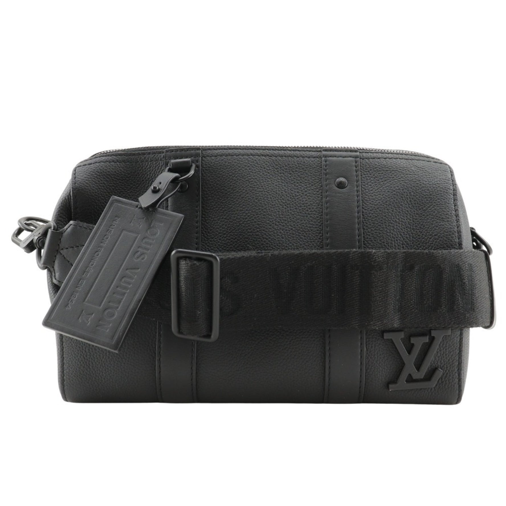 LOUIS VUITTON City Keepall Shoulder Bag LV Aerogram Mini Boston M59255 Calf Noir Black Double Men's