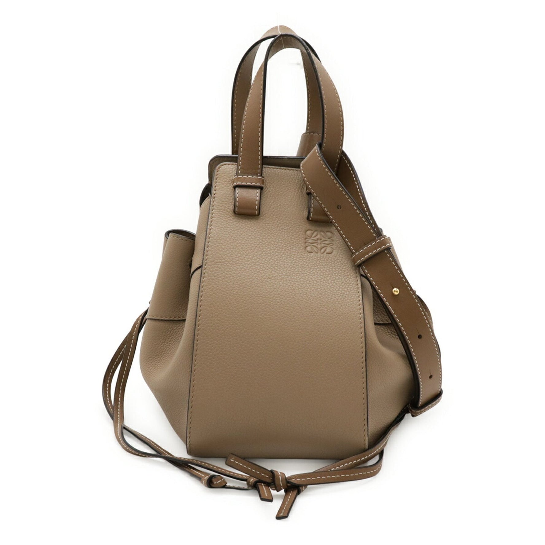LOEWE Hammock Drawstring Bag, Small Handbag/Shoulder Leather, Beige/Brown