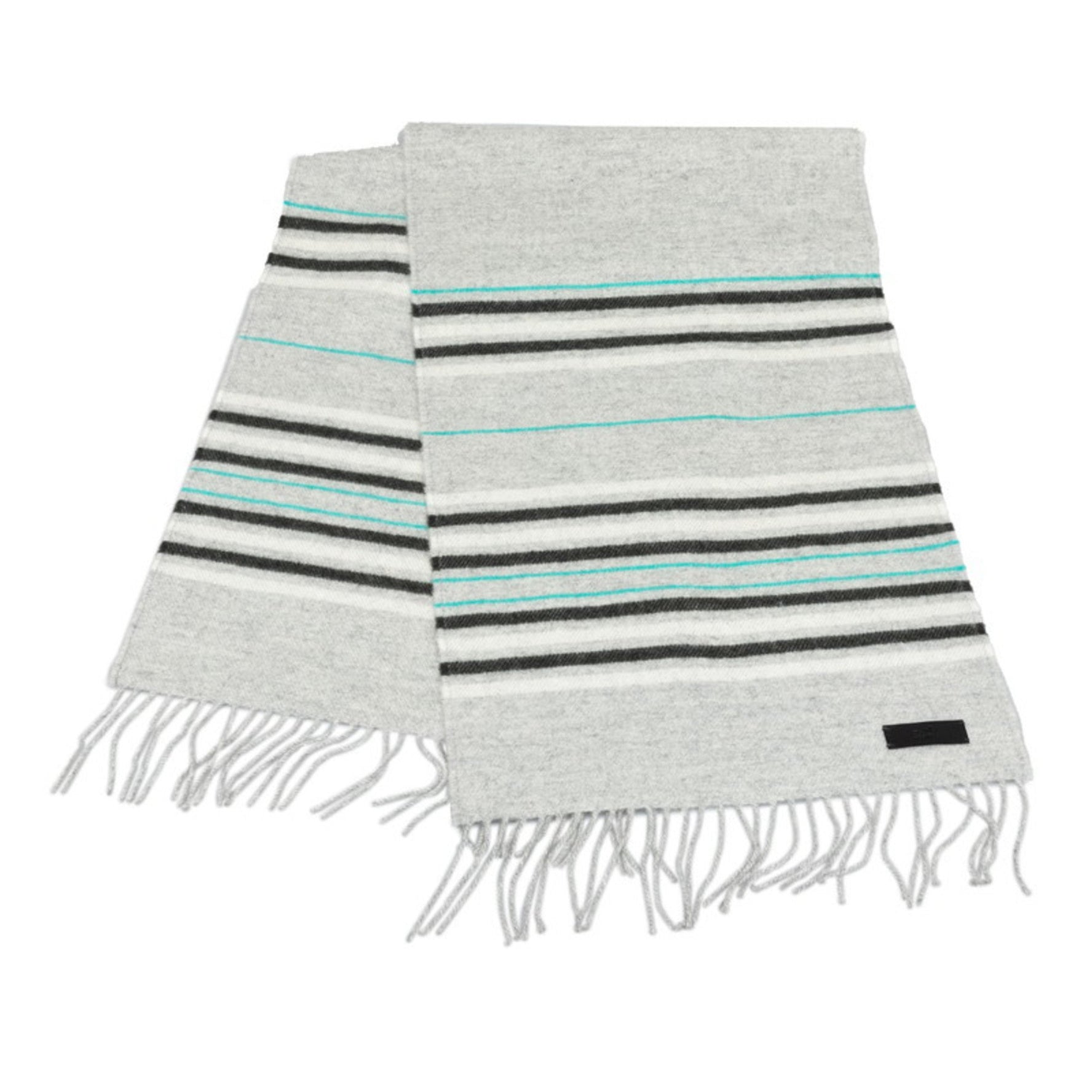 Hermes Border Scarf Grey Green Cashmere Women's HERMES