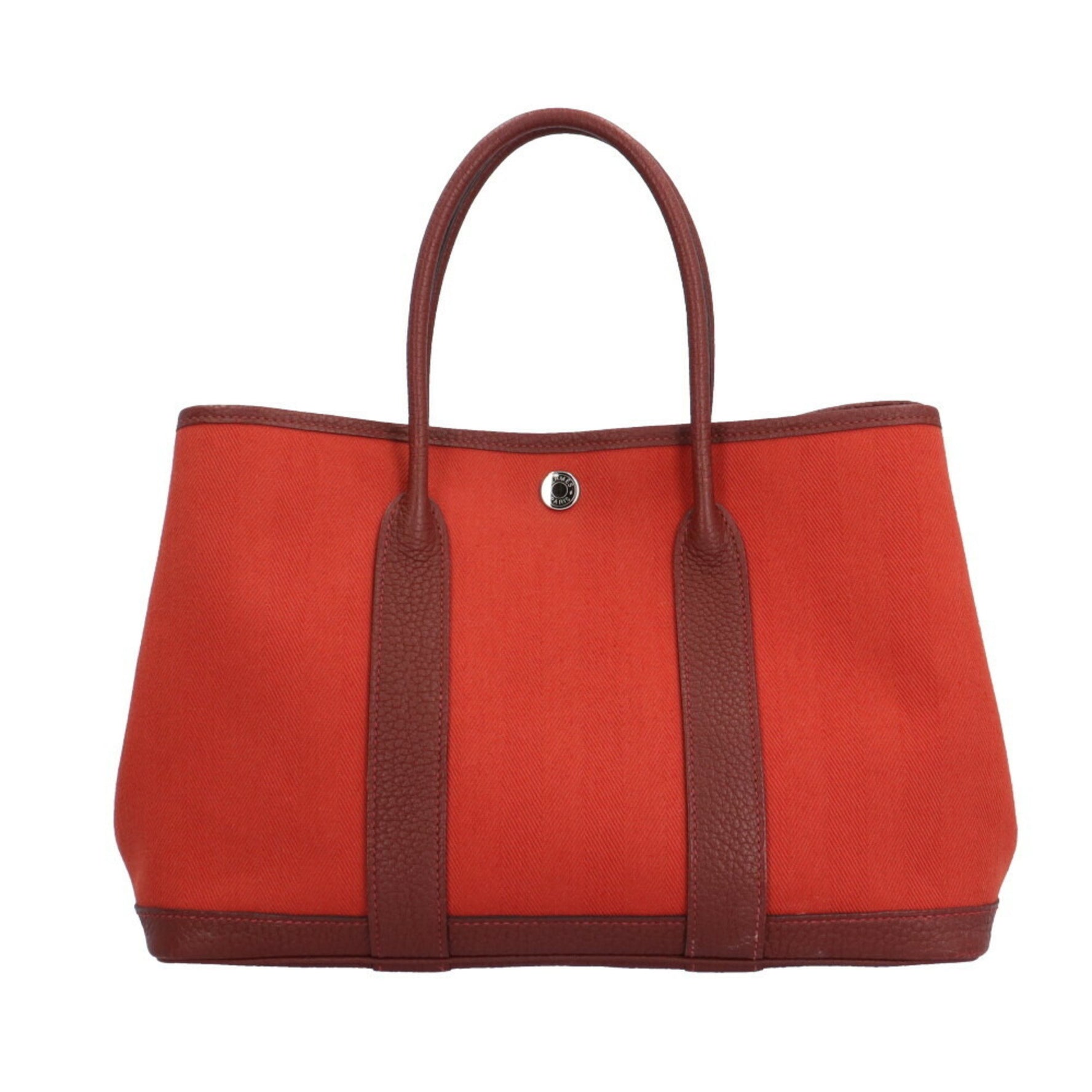 Hermes Garden TPM Handbag Toile Chevron Red
